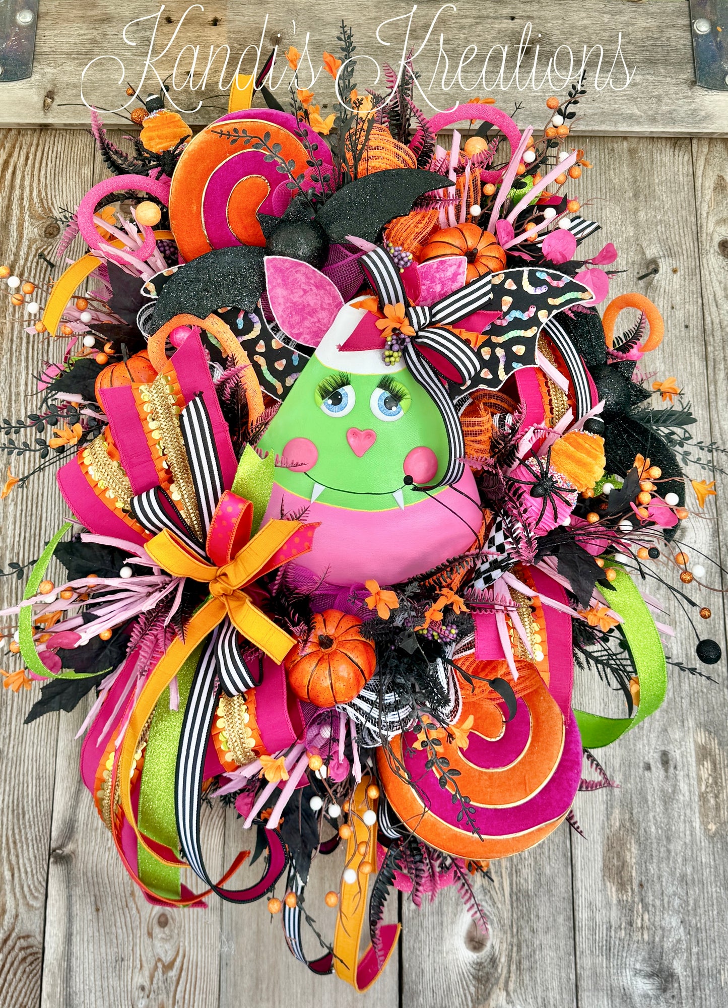 Candy corn bat Halloween wreath