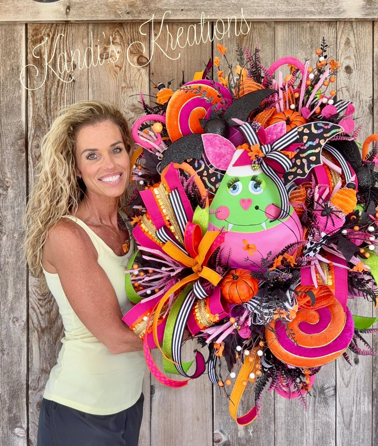 Candy corn bat Halloween wreath