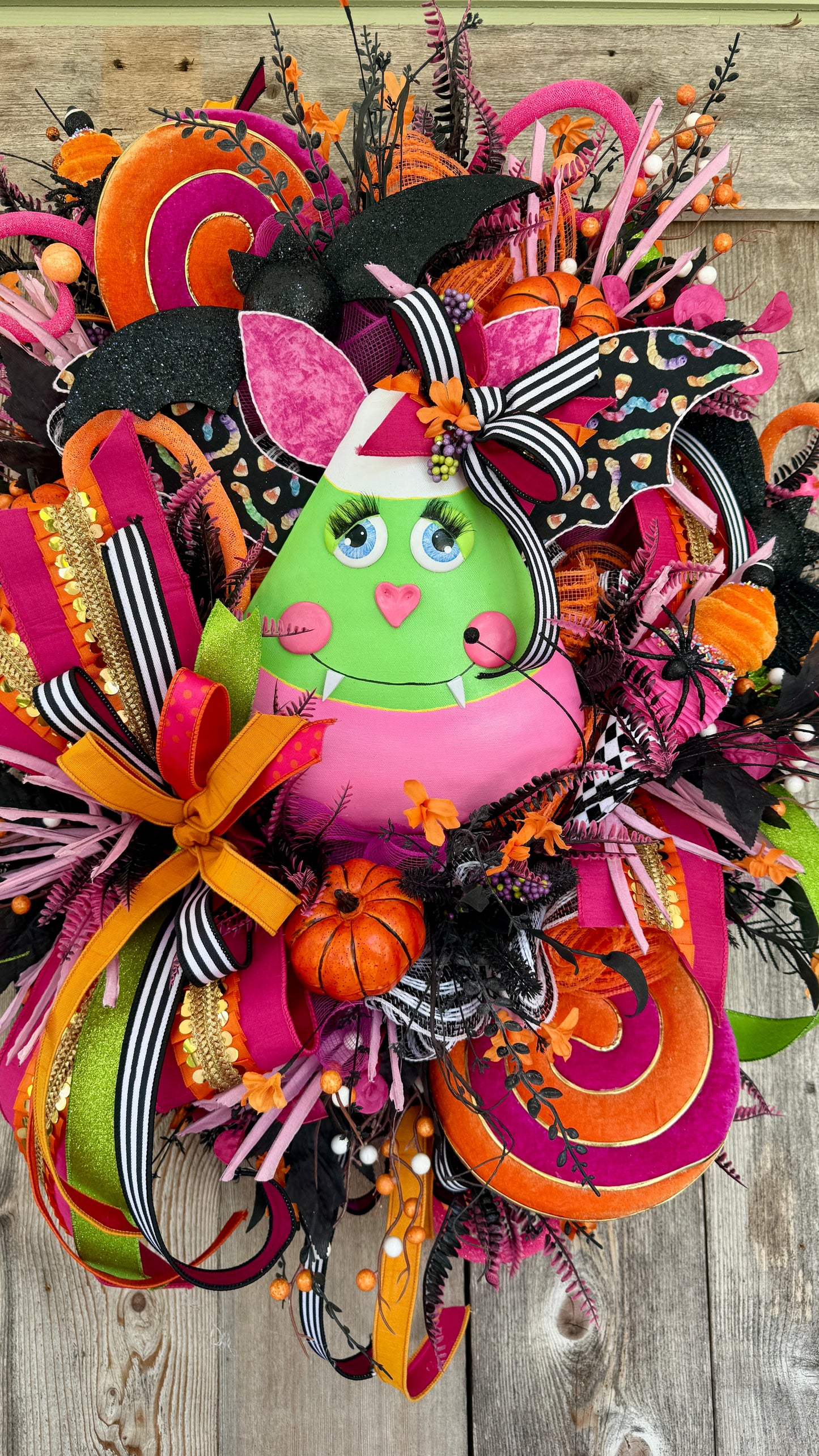 Candy corn bat Halloween wreath