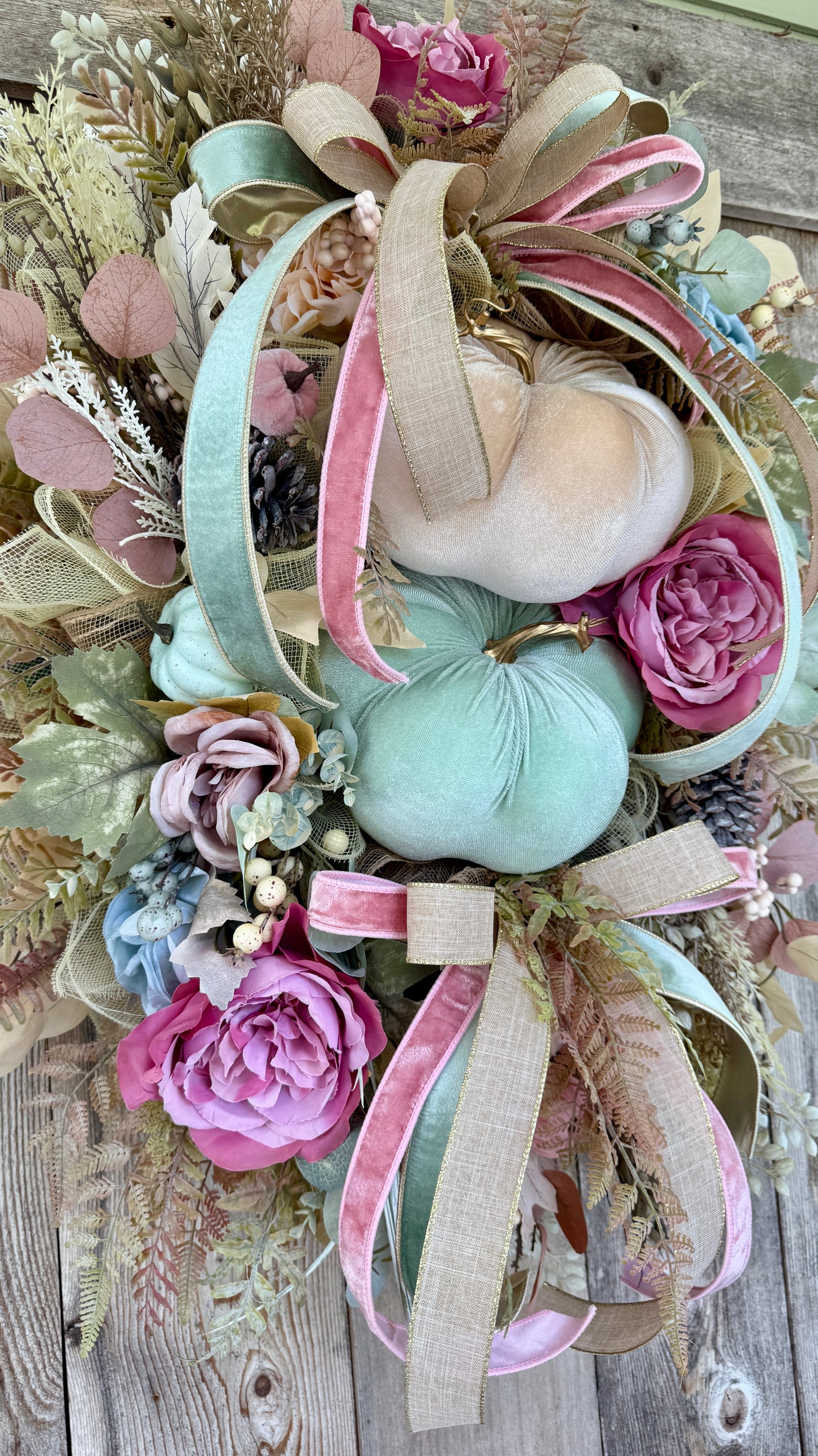 Velvet Pumpkin & Peony Fall Wreath