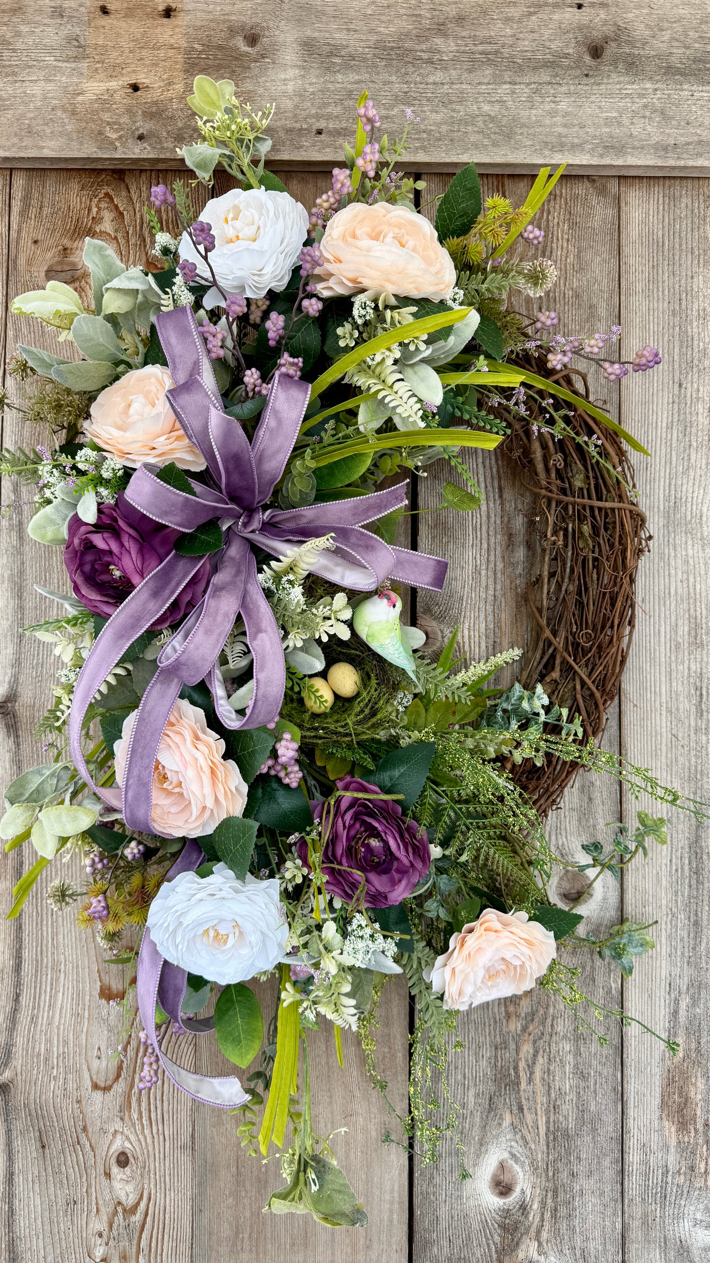 Romantic lavender grapevine wreath