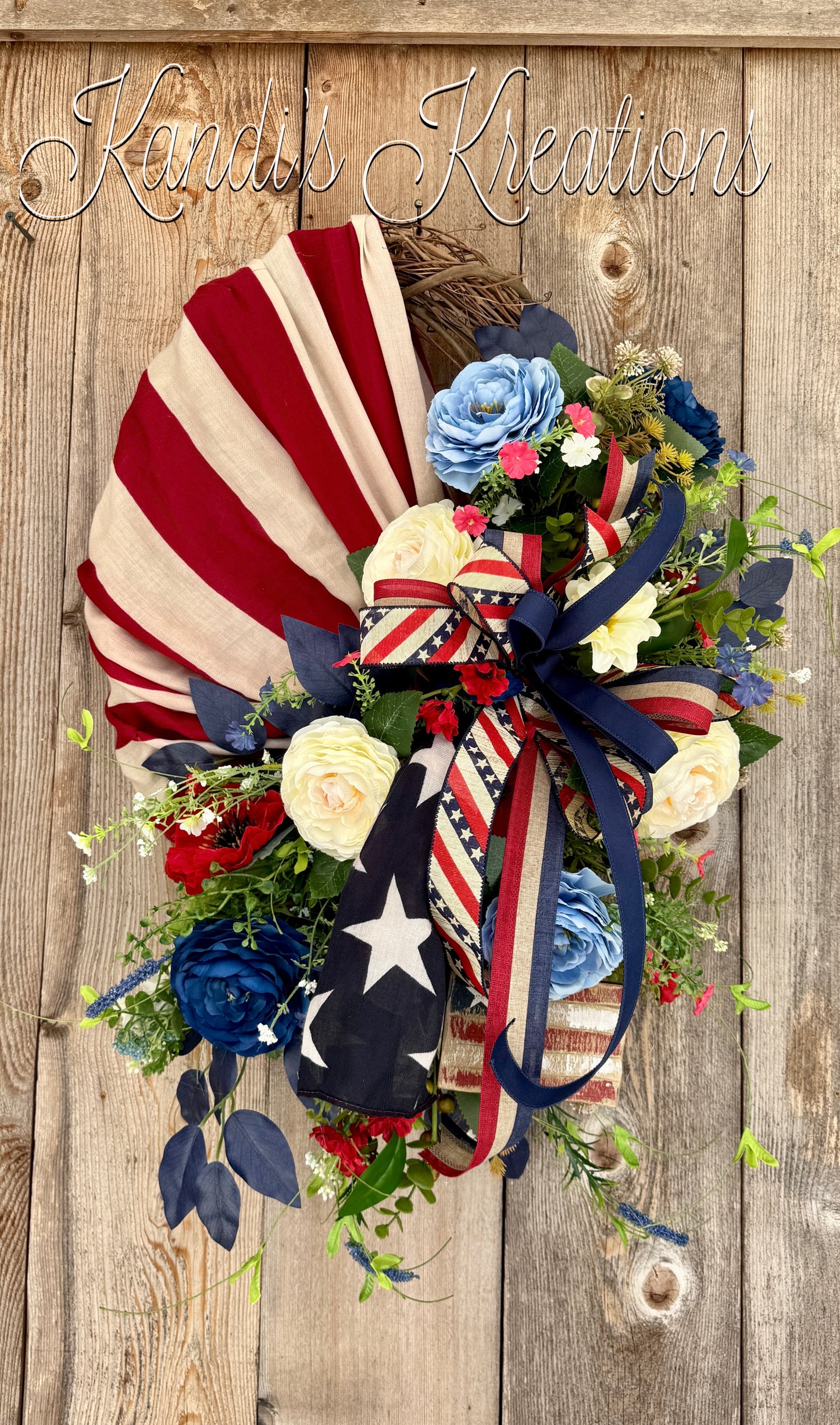 Patriotic Grapevine Wreath | Americana Door Decor | 4th of July Wreath