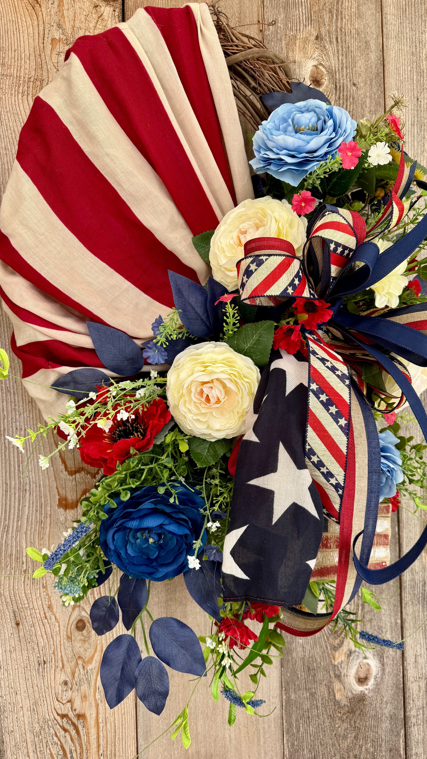 Patriotic Grapevine Wreath | Americana Door Decor | 4th of July Wreath