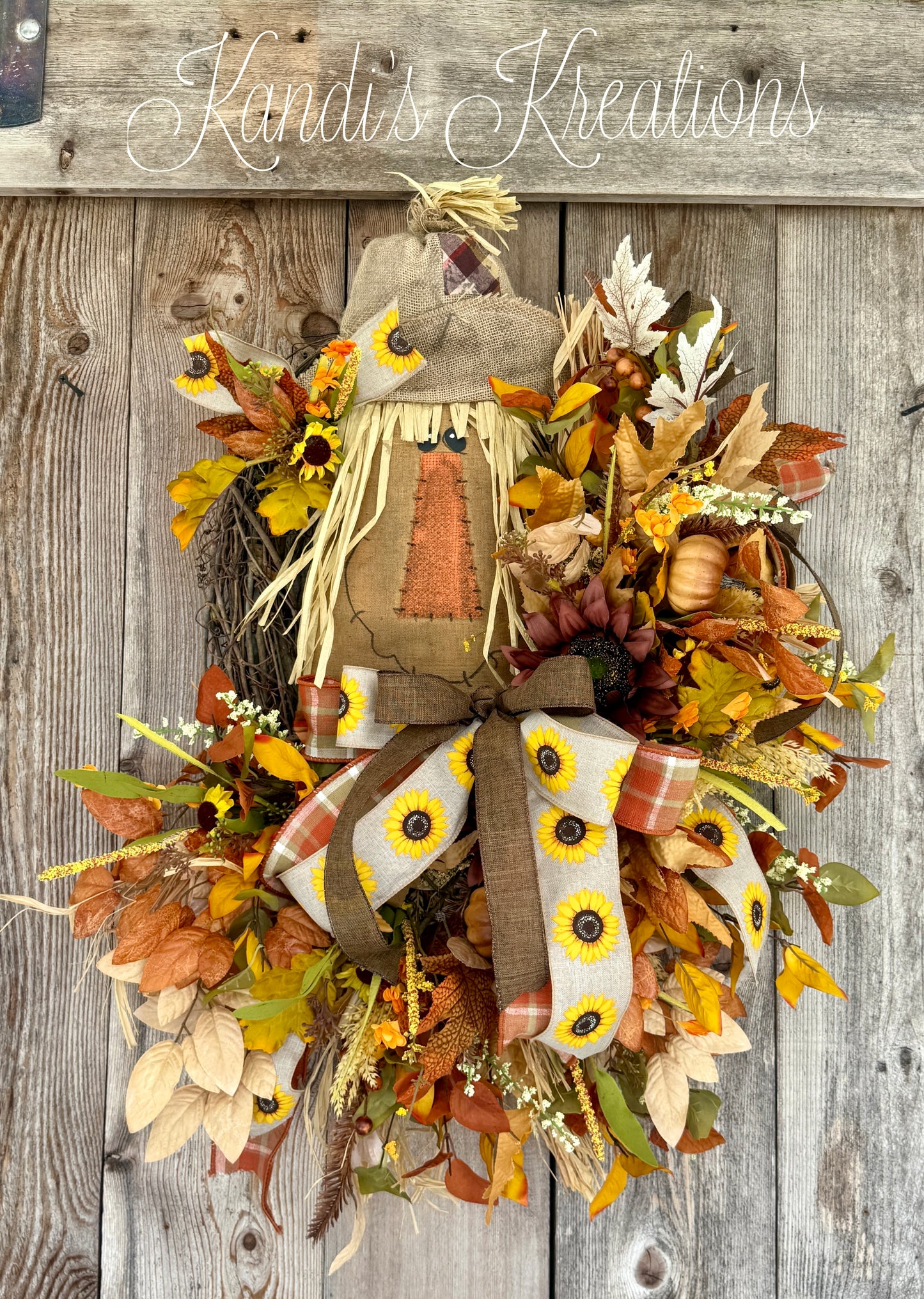 Fall scarecrow grapevine wreath