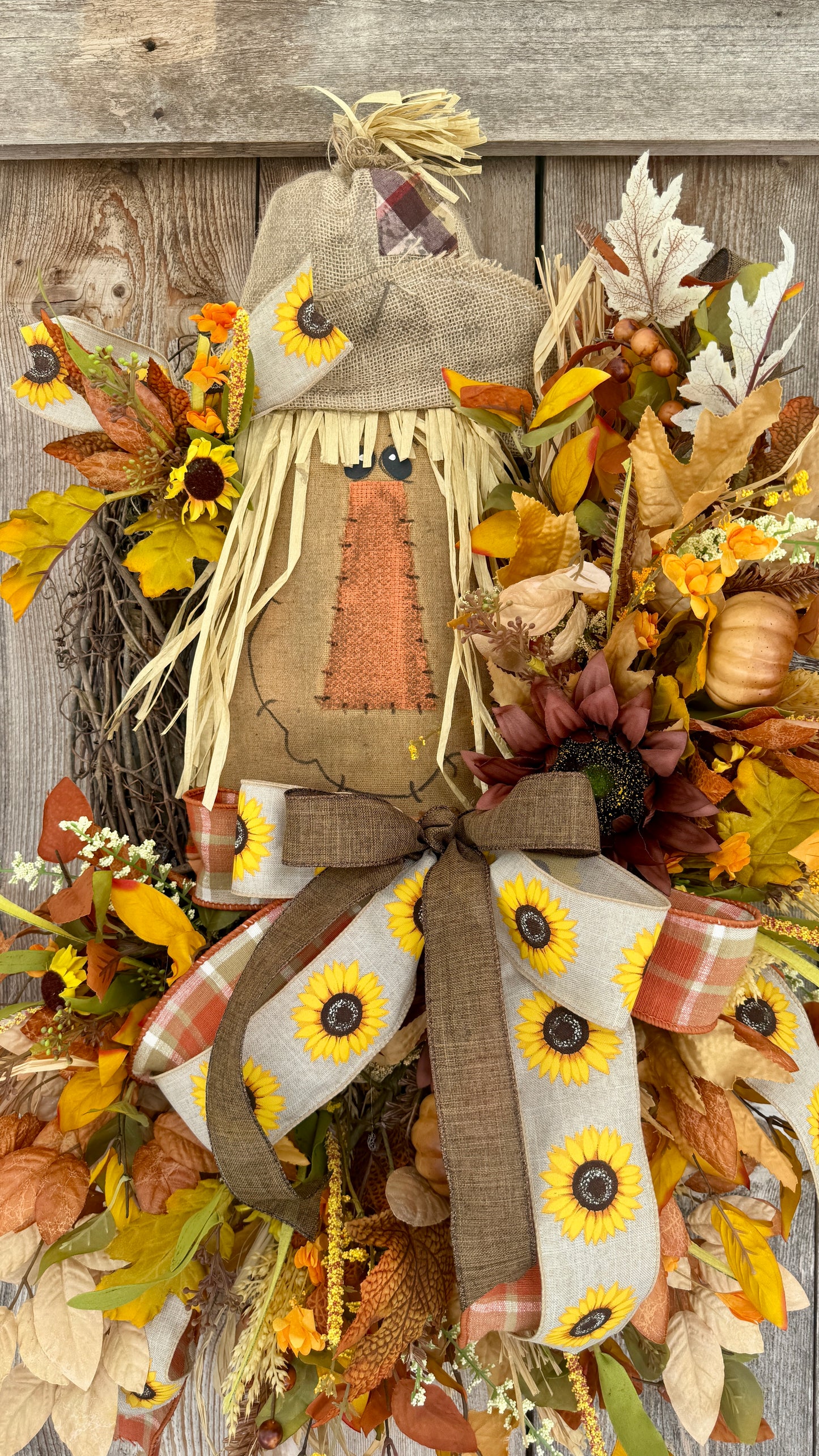 Fall scarecrow grapevine wreath