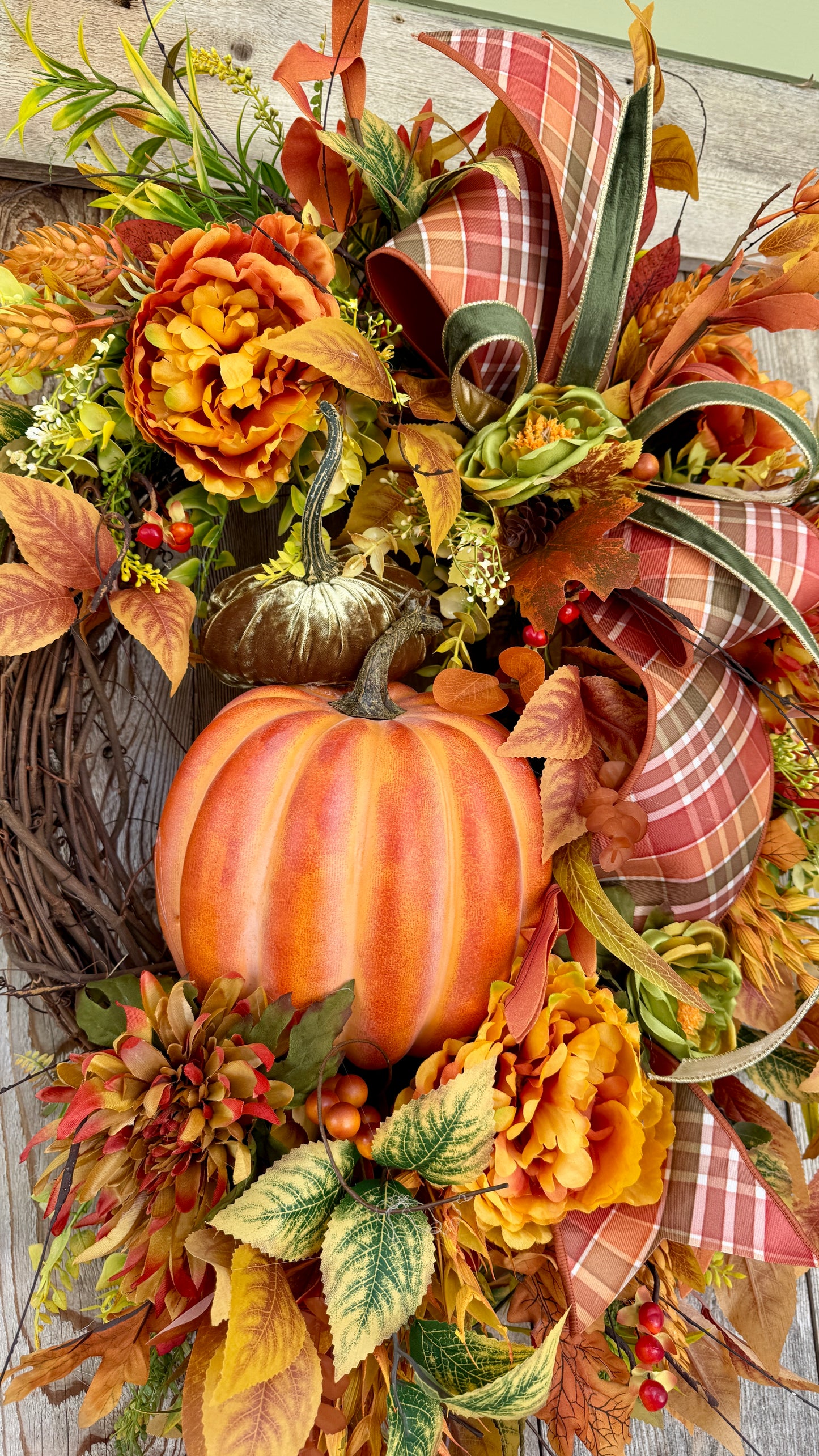 π Pumpkin Harvest Fall Grapevine Wreath