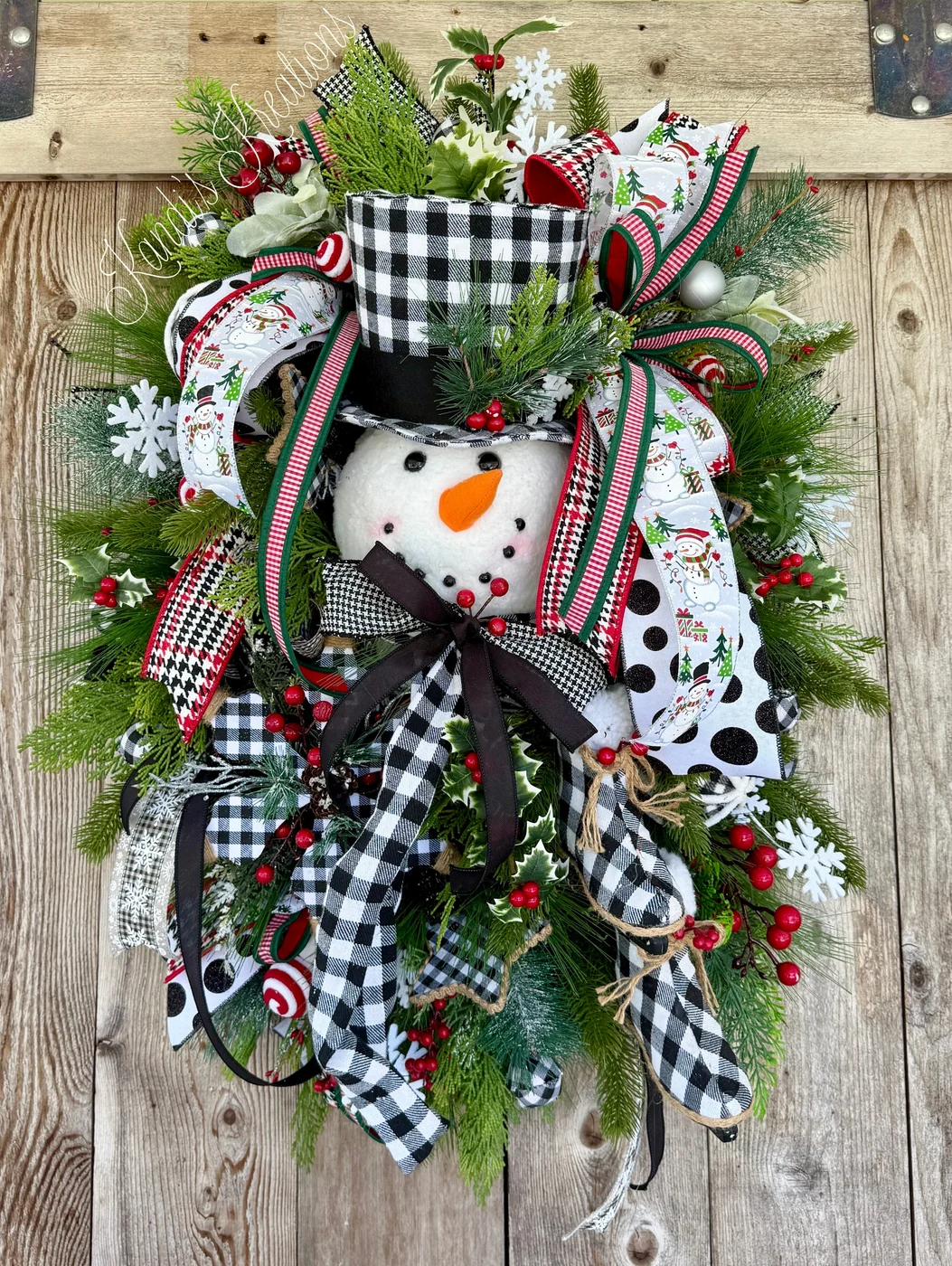 Whimsical Snowman Christmas Wreath — handmade by Kandi's Kreations