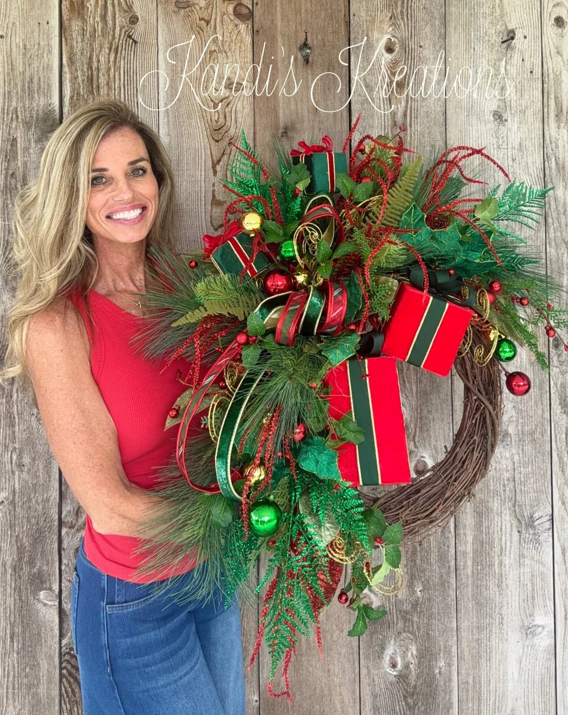 Luxury Christmas Grapevine Wreath — handmade by Kandi's Kreations