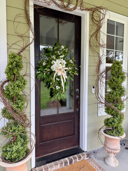 Elegant White Floral Cross – Sympathy • Wedding • Easter Decor