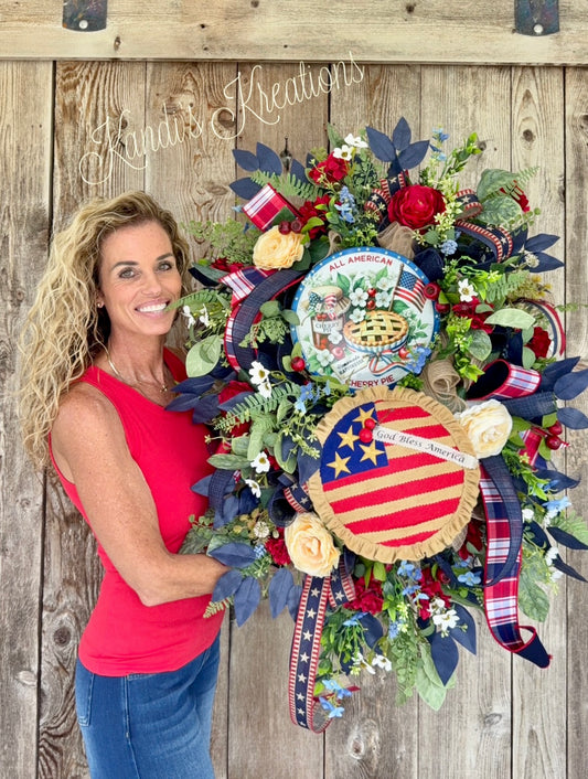 ✨ All American Cherry Pie Patriotic Wreath