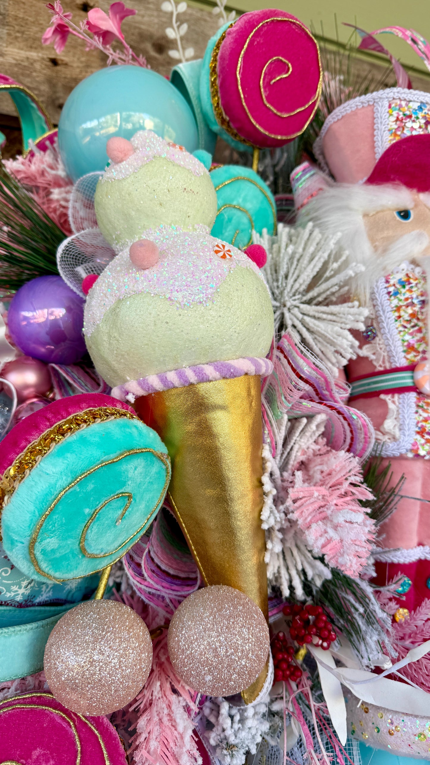 XL whimsical candy land nutcracker wreath