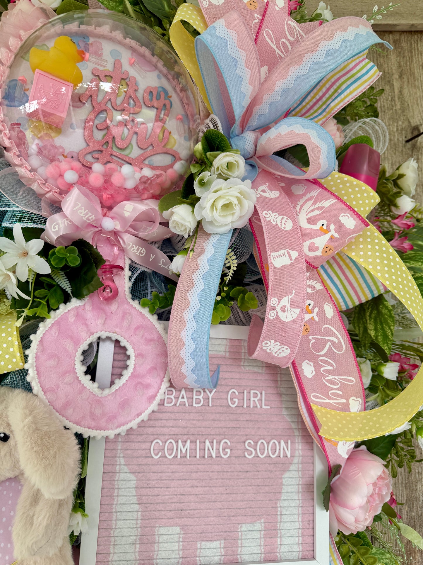 Baby Girl Keepsake Deco Mesh Wreath – Personalized Baby Shower & Nursery Door Hanger