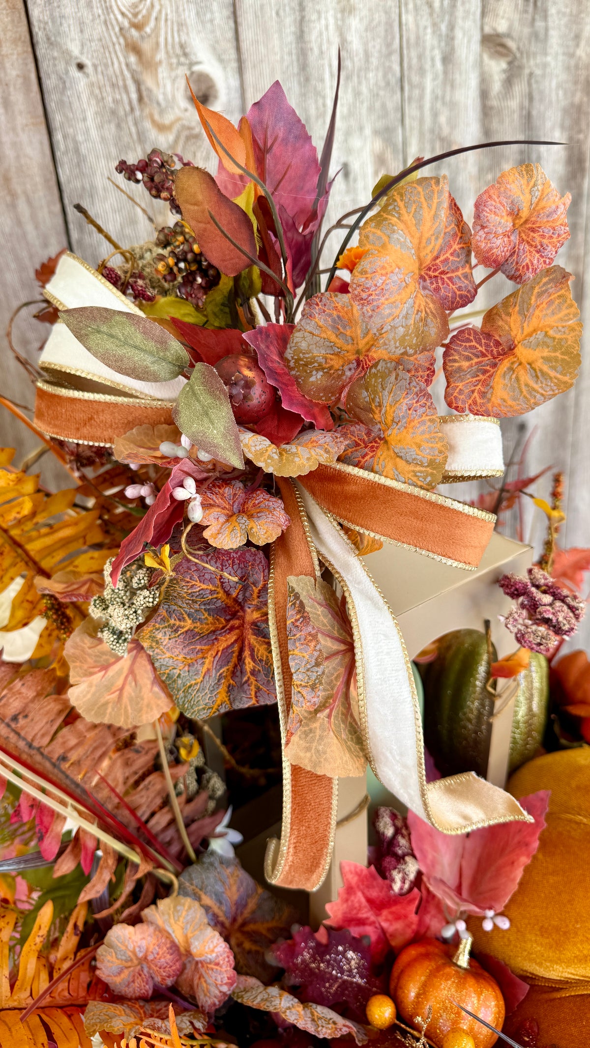 🍂 Luxury Fall Lantern Arrangement with Velvet Pumpkin