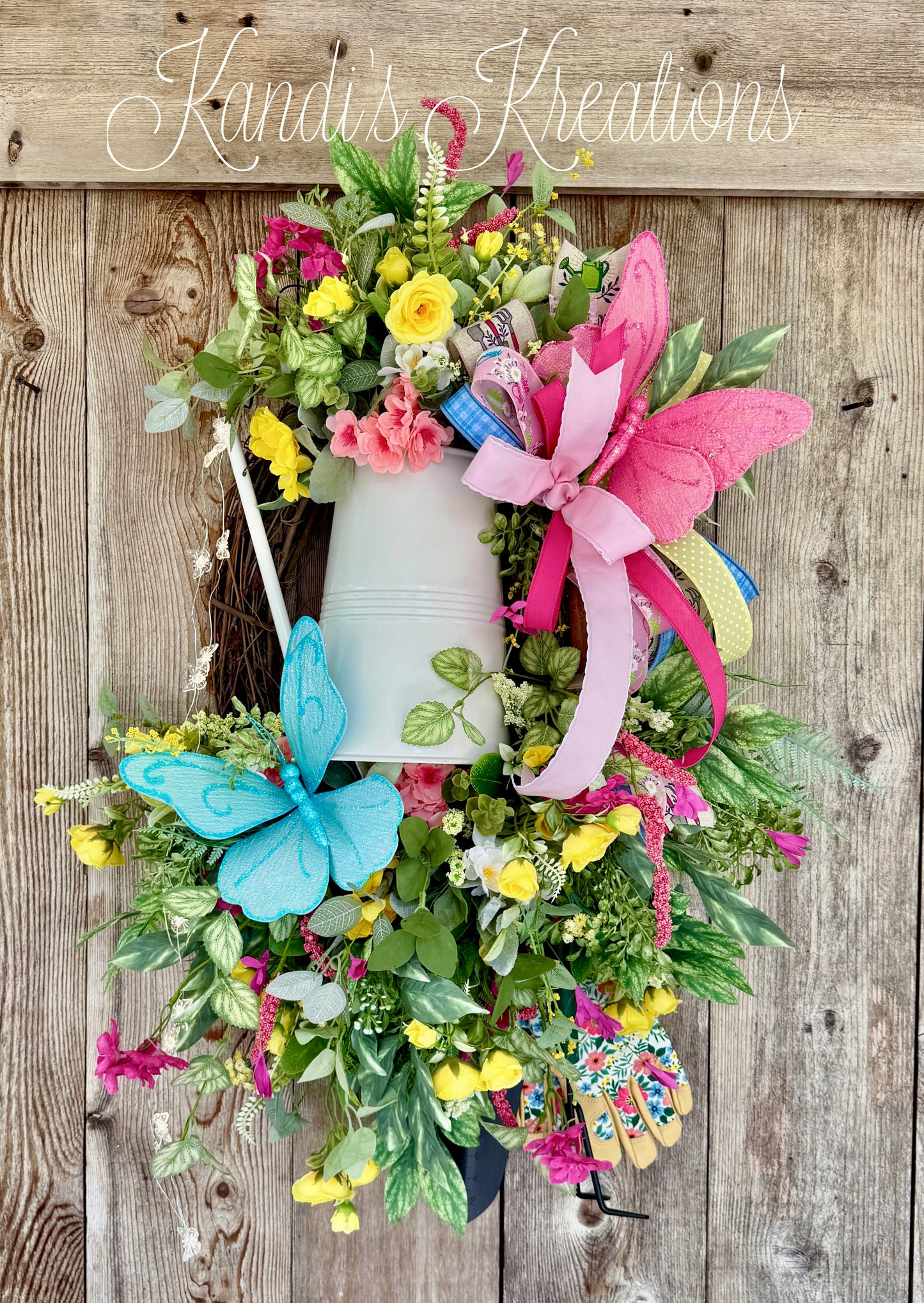 Spring Garden Watering Can Wreath