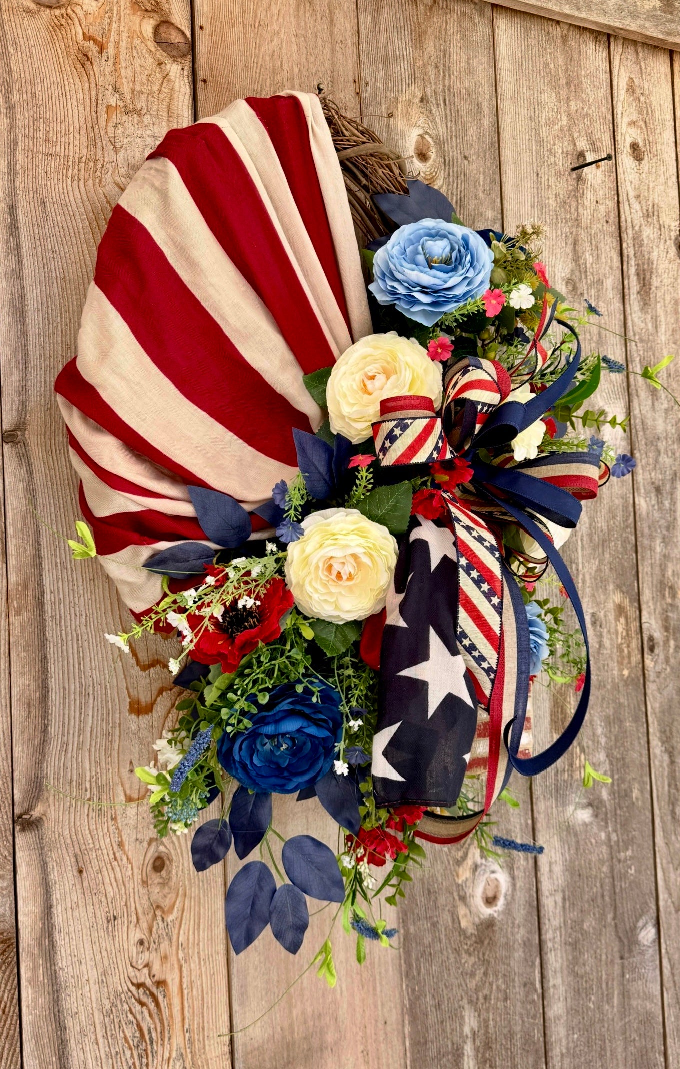 Patriotic Grapevine Wreath | Americana Door Decor | 4th of July Wreath