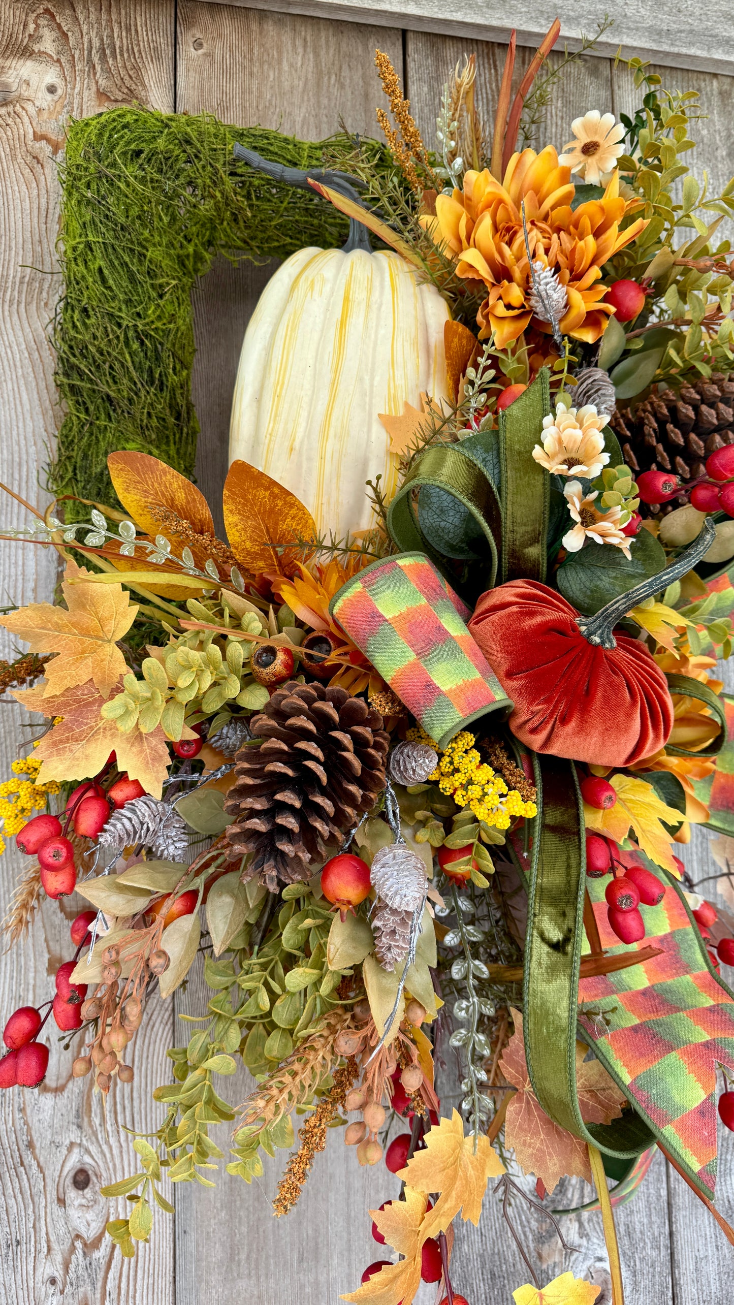 Autumn Harvest Square Moss Wreath