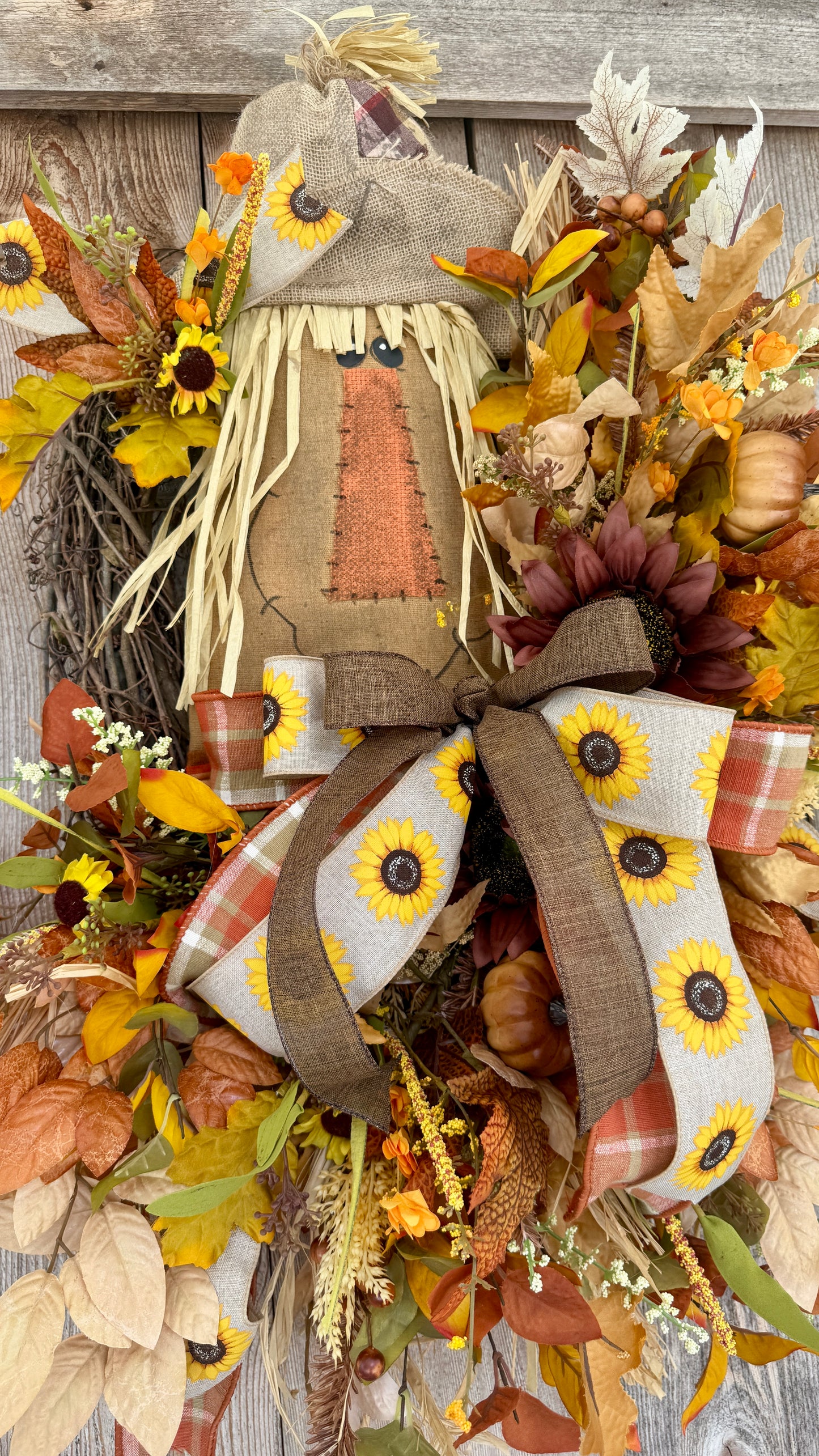 Fall scarecrow grapevine wreath