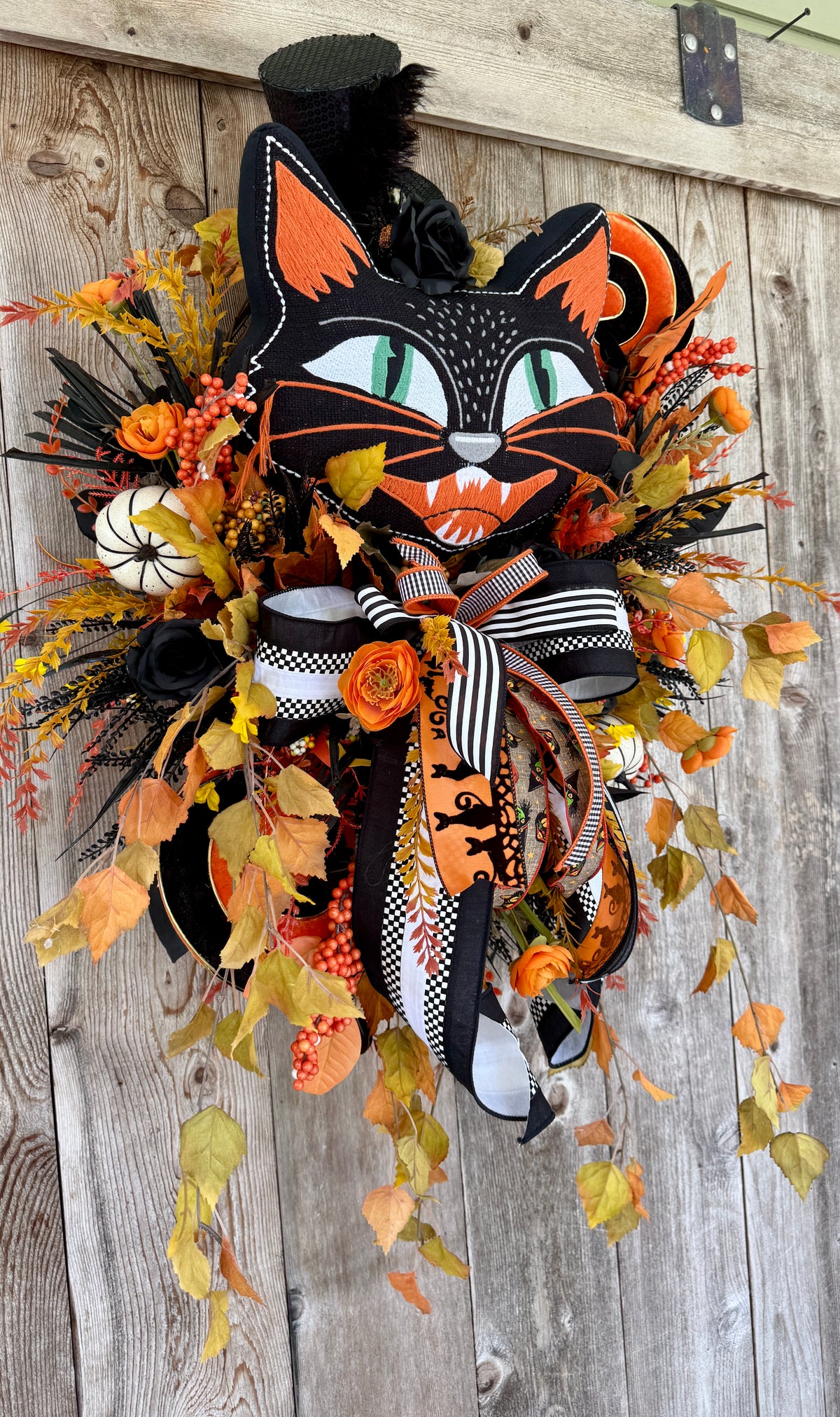 Halloween Black Cat Wreath