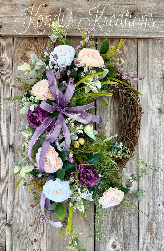 Romantic lavender grapevine wreath