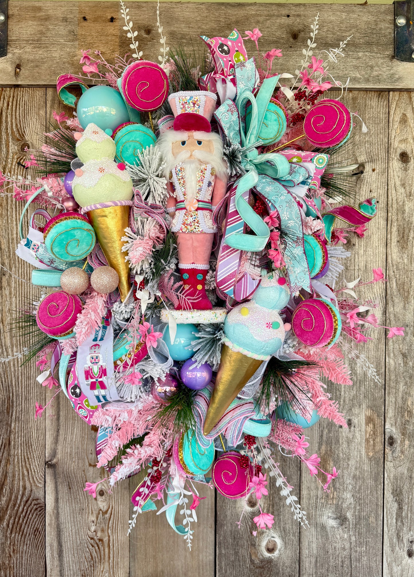XL whimsical candy land nutcracker wreath