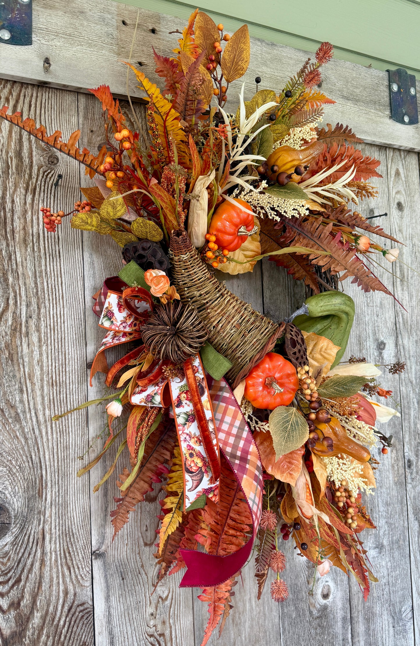 Harvest Cornucopia Grapevine Wreath – Luxury Fall & Thanksgiving Door Decor
