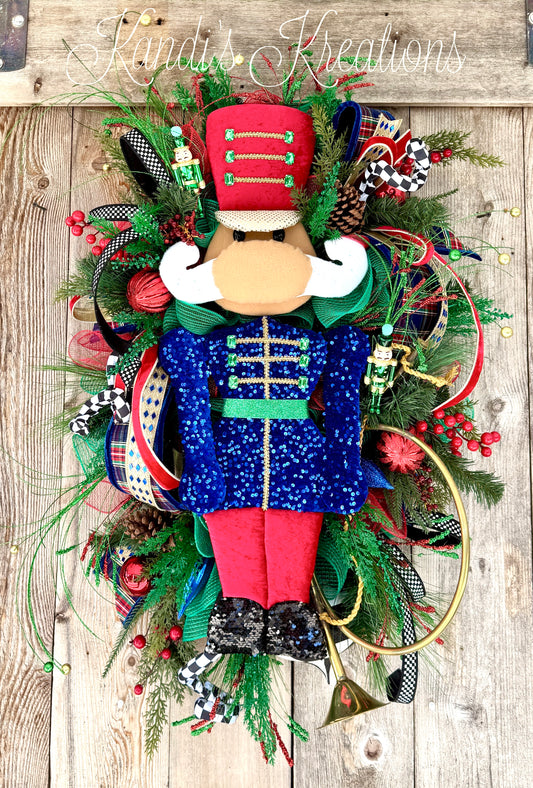 🎺 The Majestic Nutcracker Christmas Wreath – Handmade by Kandi’s Kreations Co.