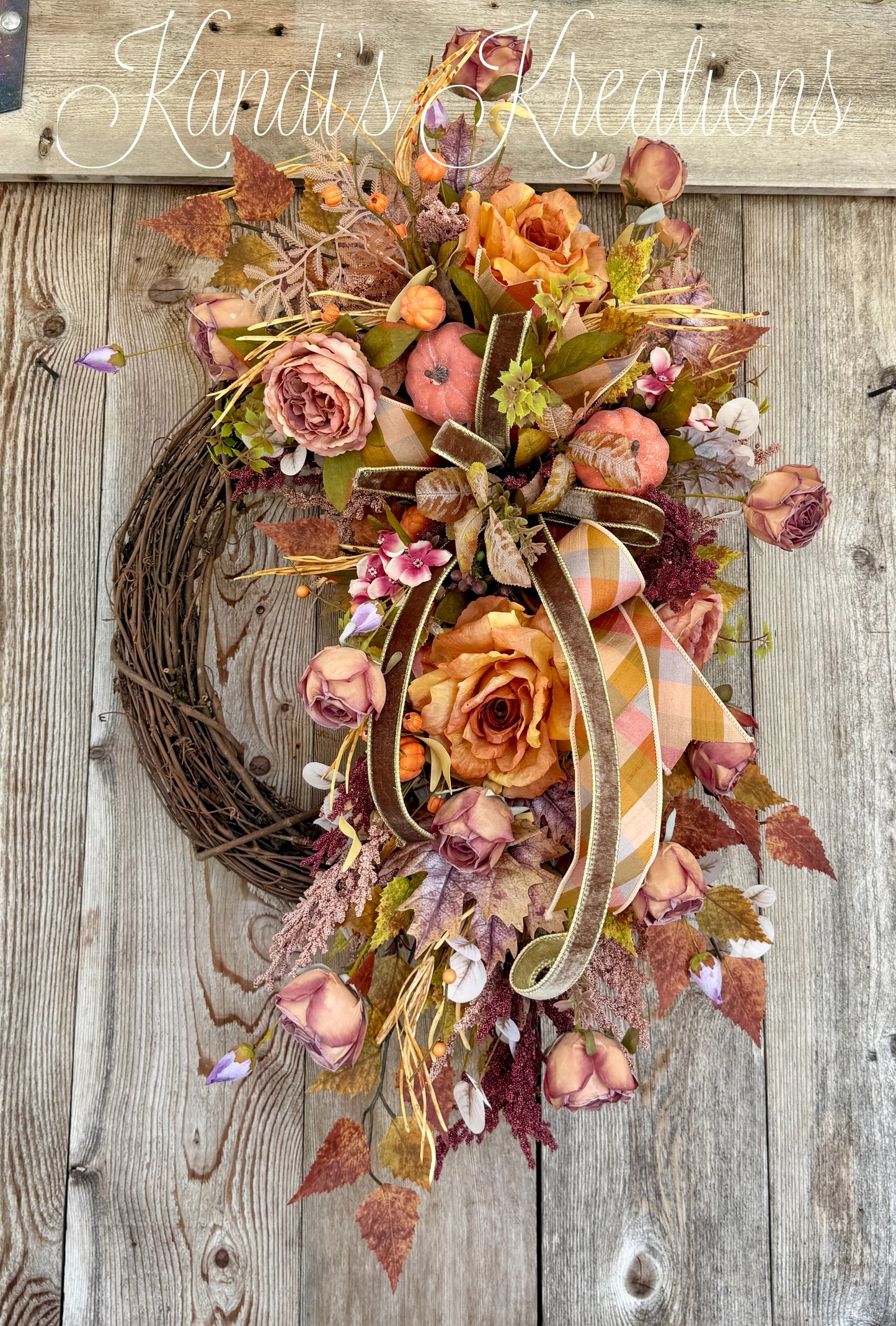 Removable Pumpkin Fall Grapevine Wreath | 2-in-1 Autumn Front Door Wreath | Convertible Seasonal Decor