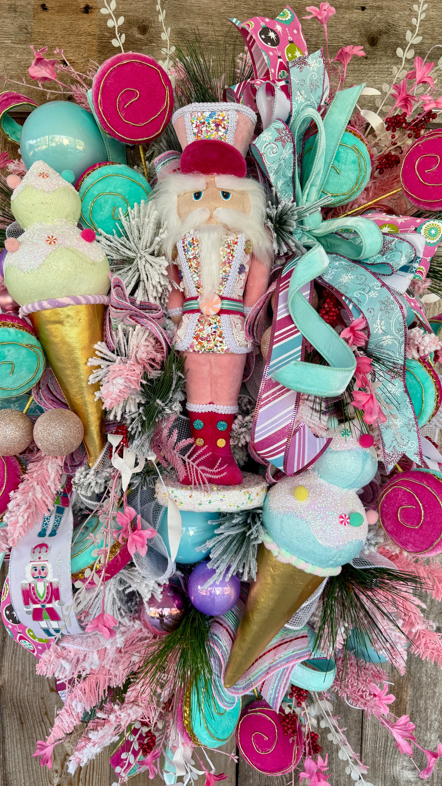 XL whimsical candy land nutcracker wreath