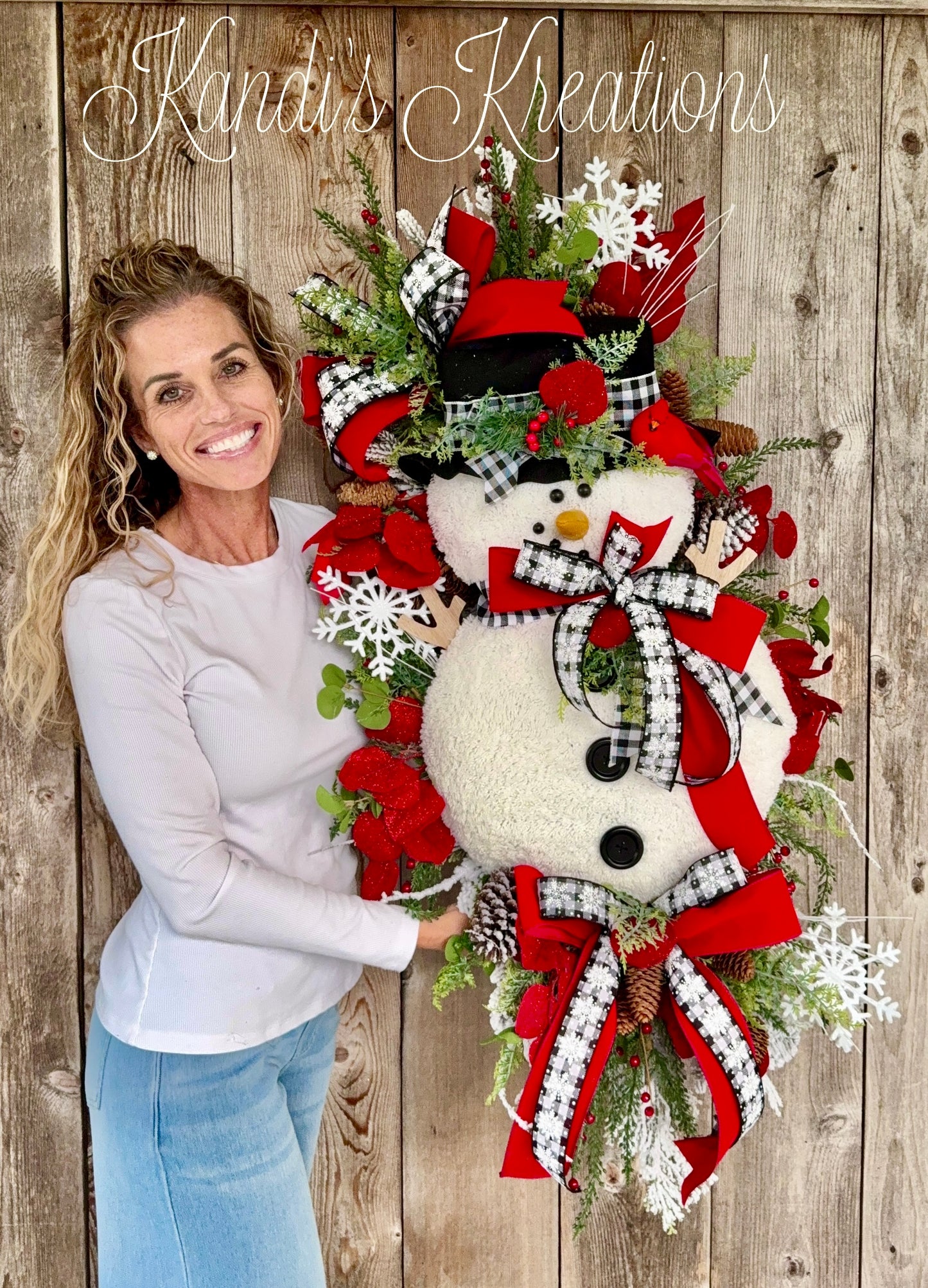 Snowman door hanger Christmas wreath