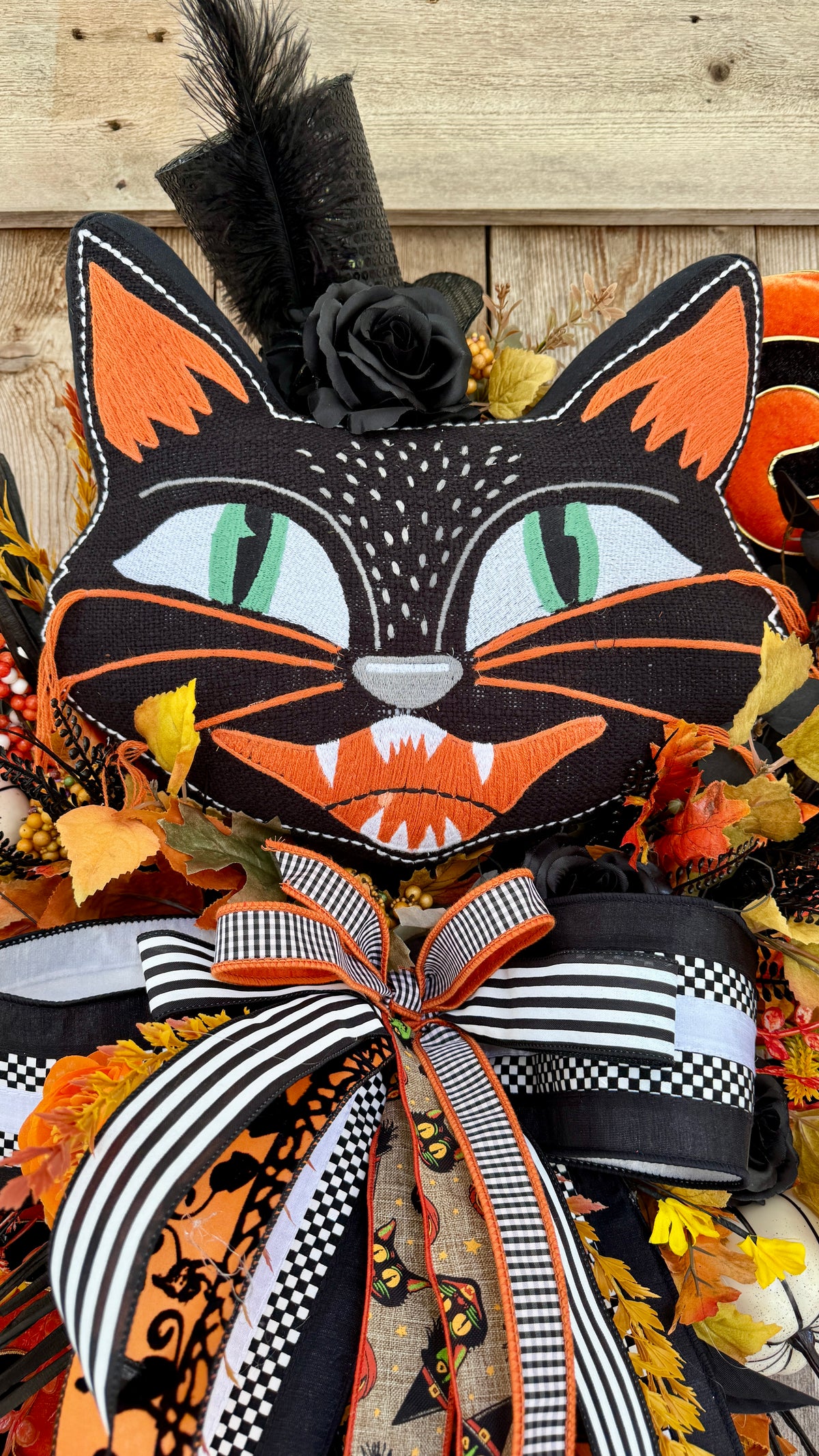 Halloween Black Cat Wreath
