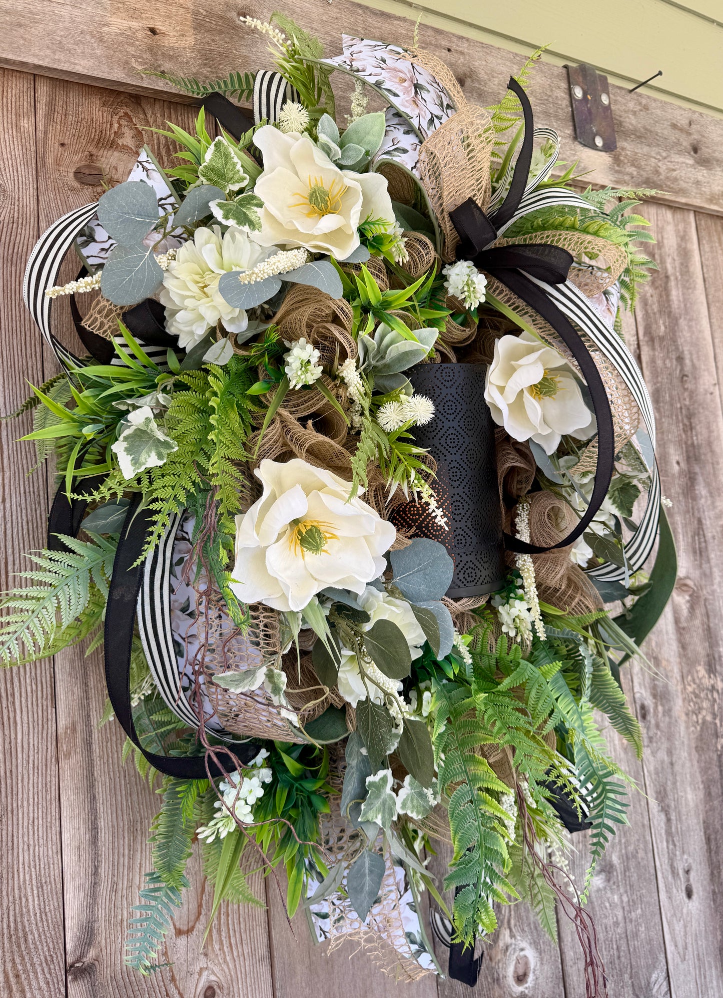 Elegant Garden Lantern Wreath
