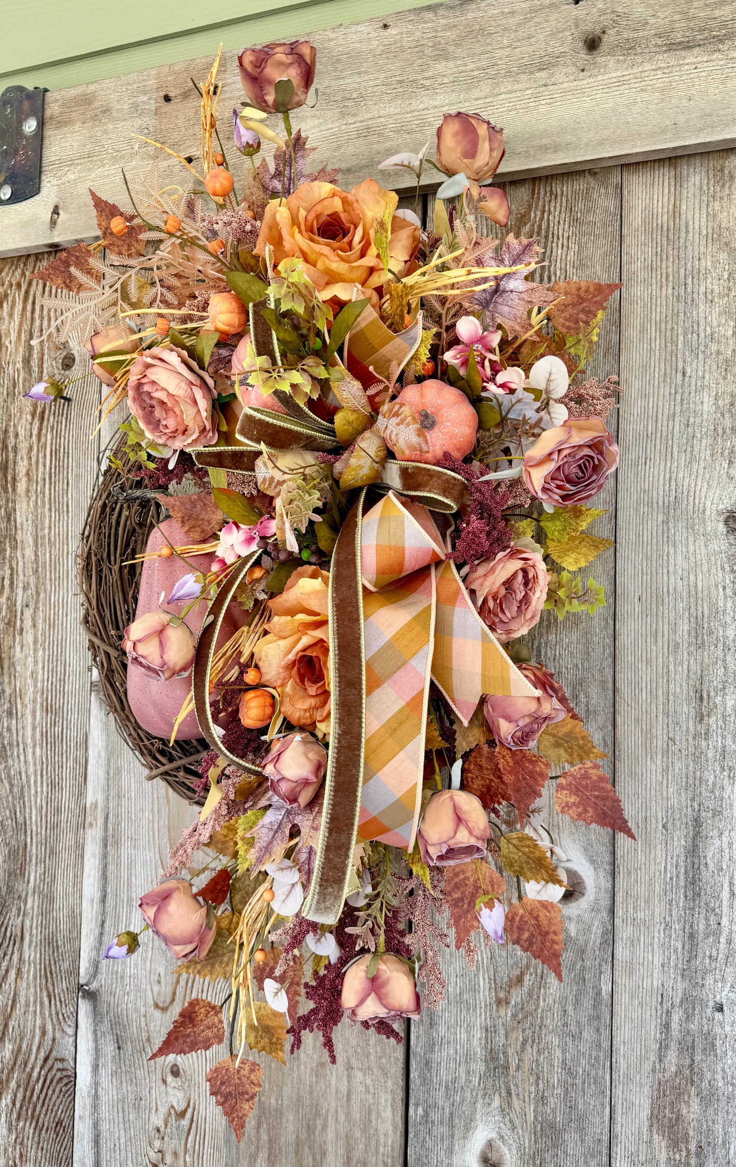 Removable Pumpkin Fall Grapevine Wreath | 2-in-1 Autumn Front Door Wreath | Convertible Seasonal Decor