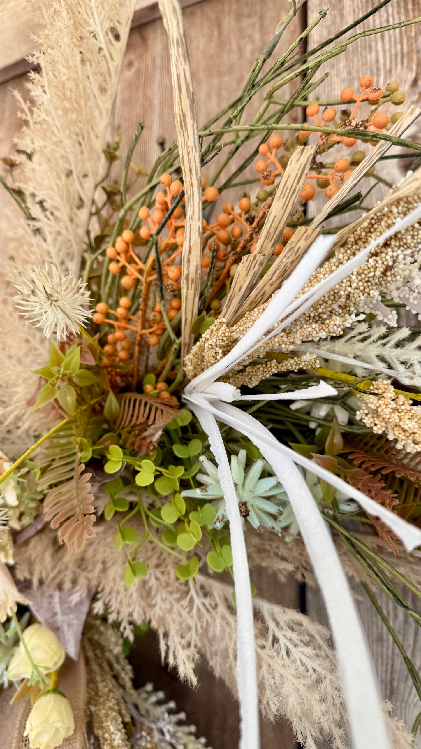 Neutral Pampas Grass Grapevine Wreath | Rustic Farmhouse Front Door Wreath | Everyday Floral Wreath | Boho Door Hanger | Year-Round Home Decor