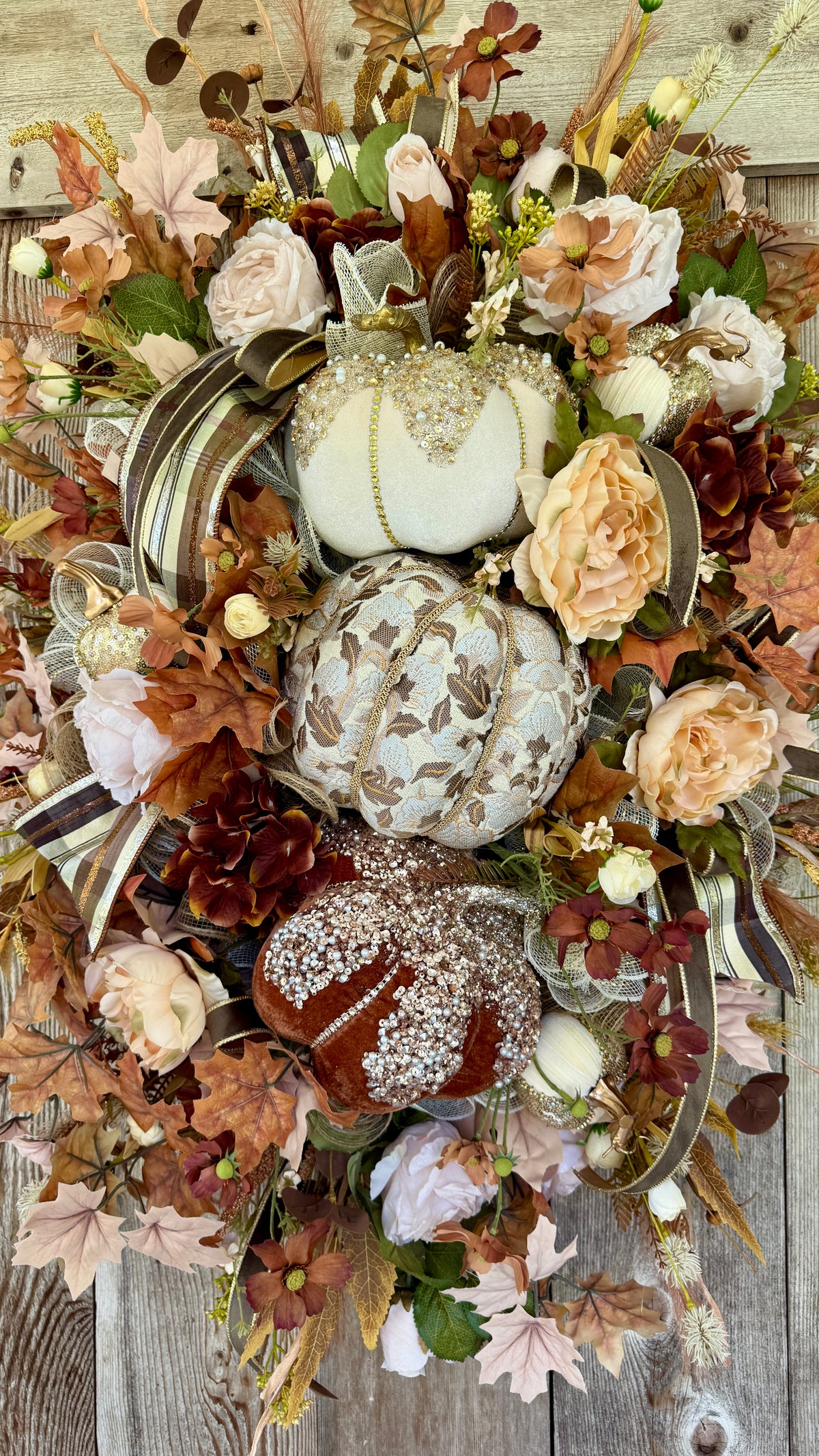 Elegant Harvest Pumpkin Oval Wreath