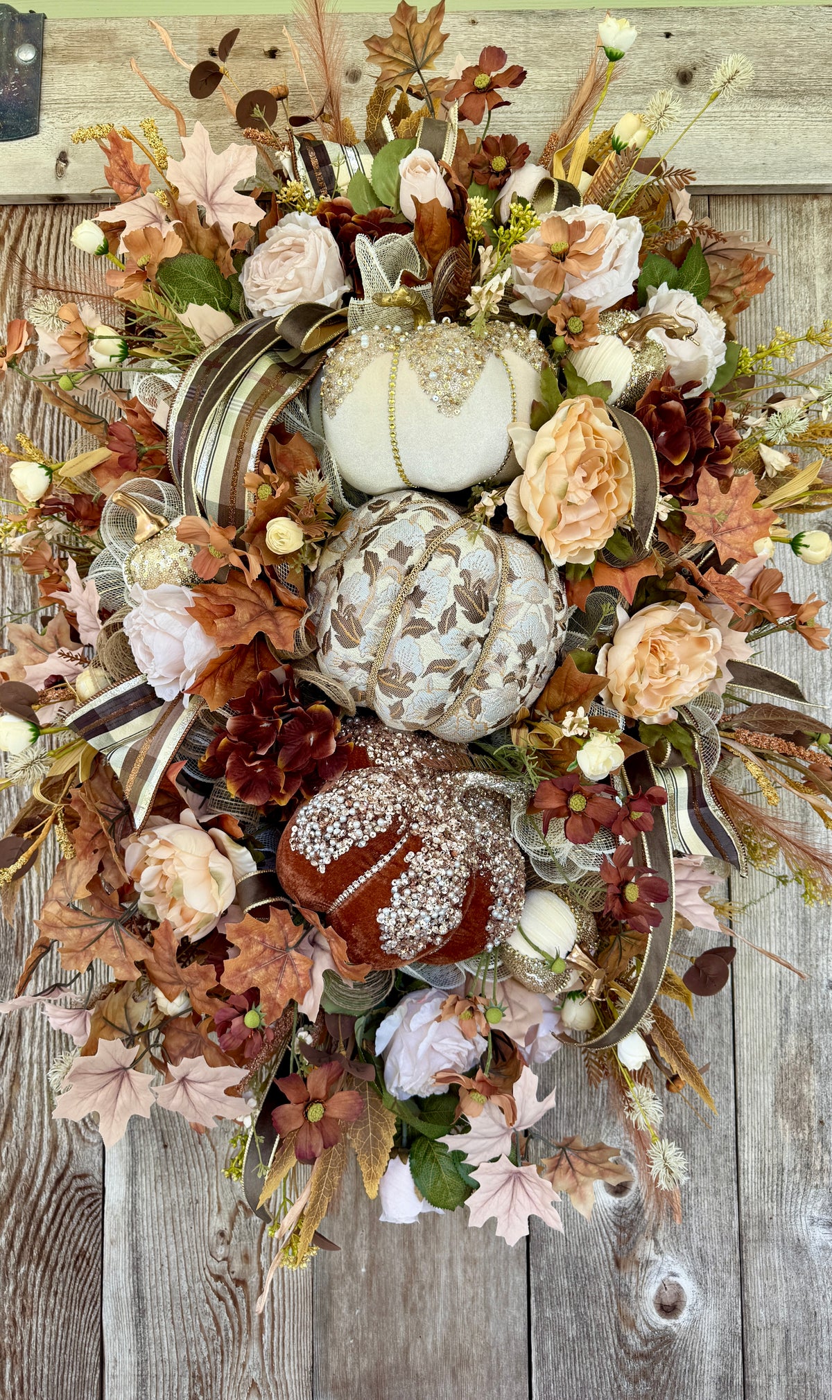 Elegant Harvest Pumpkin Oval Wreath