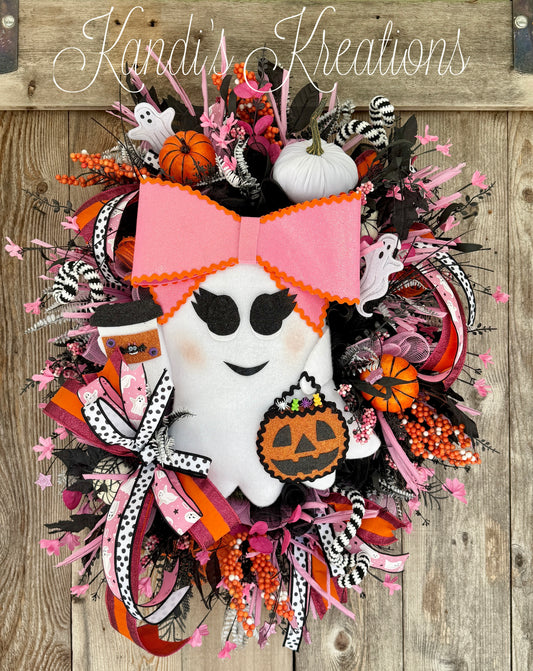 Halloween decorations mesh ghost wreath