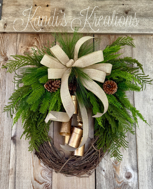 Rustic Winter Bell Wreath