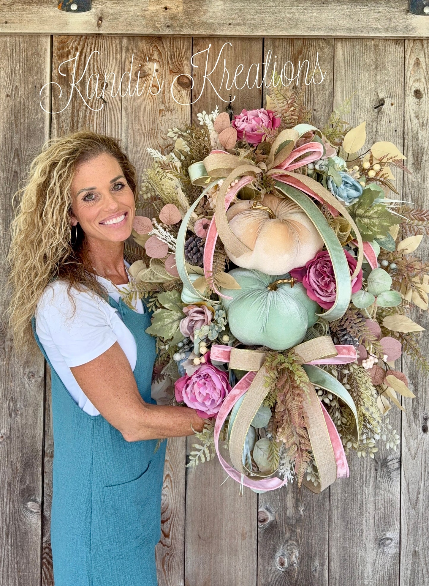 Velvet Pumpkin & Peony Fall Wreath