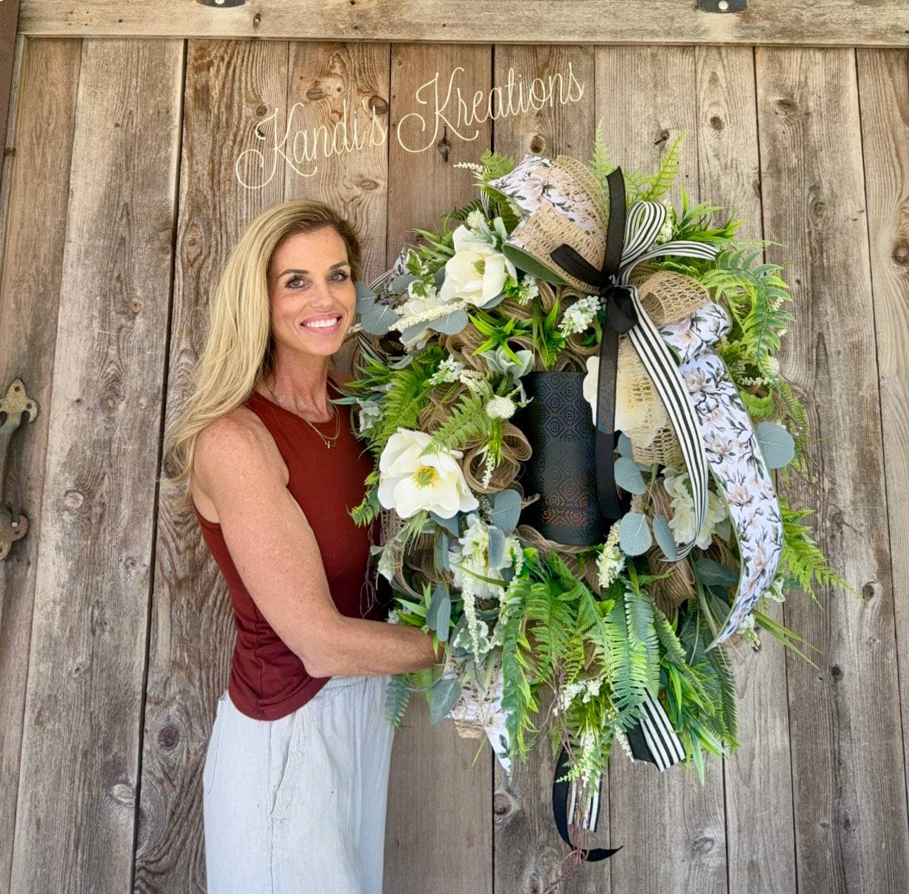 Elegant Garden Lantern Wreath