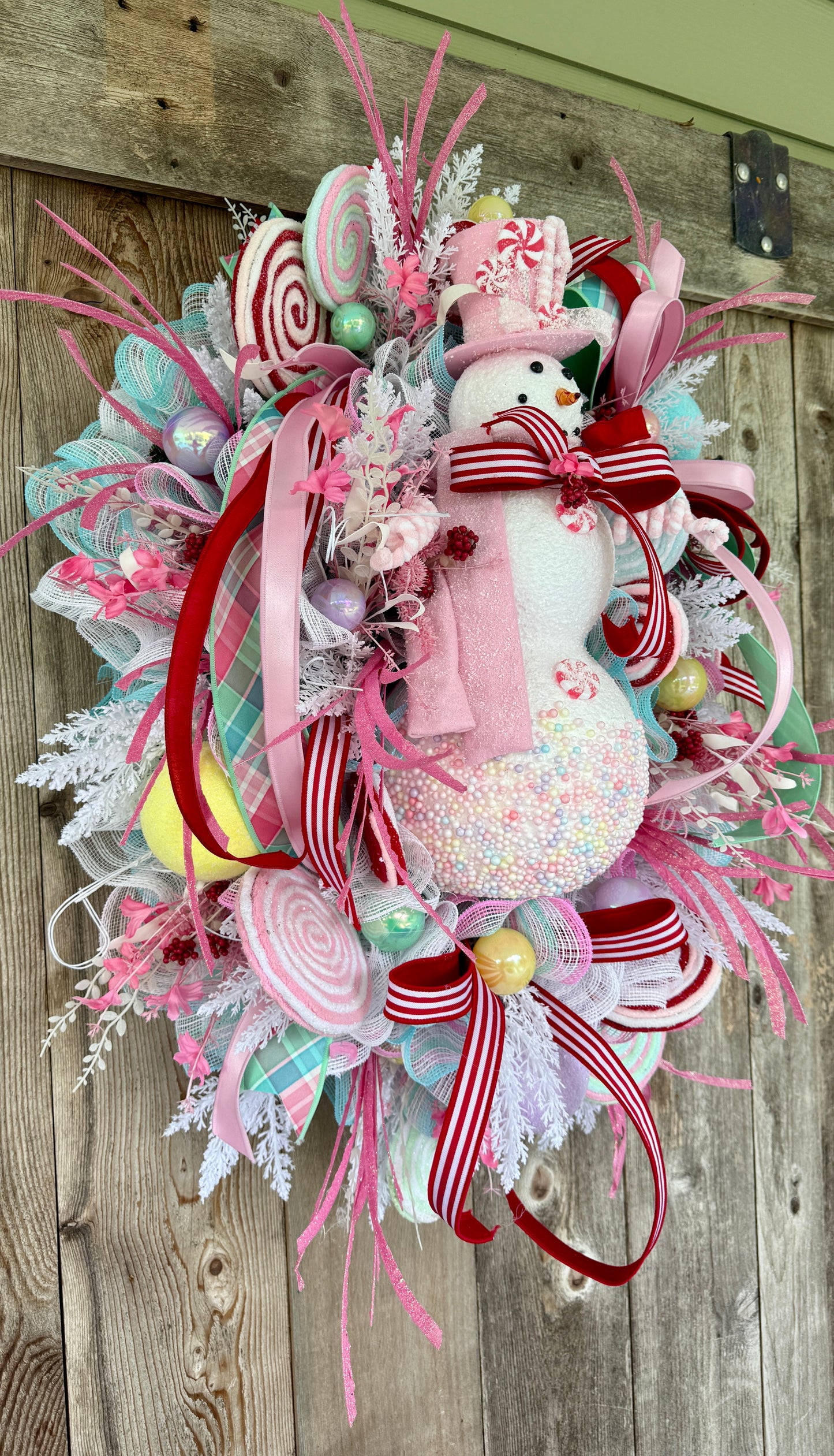 Whimsical Candyland Snowman Wreath