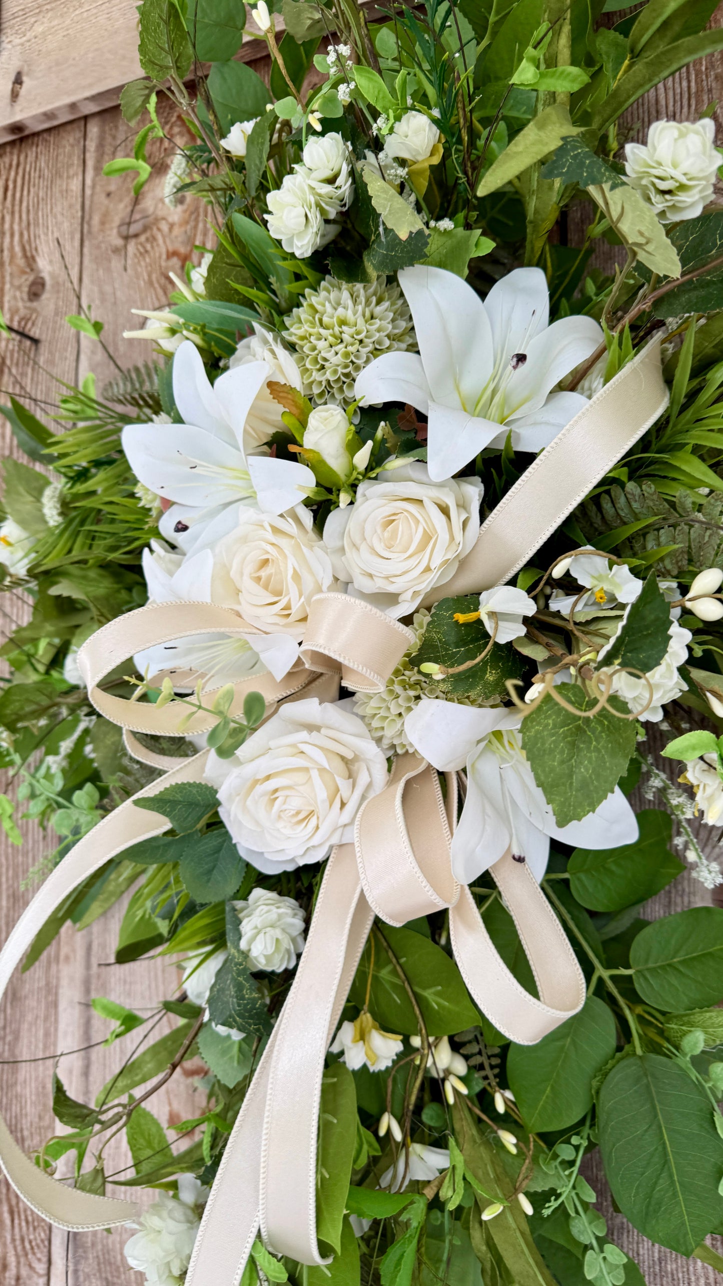 Elegant White Floral Cross – Sympathy • Wedding • Easter Decor