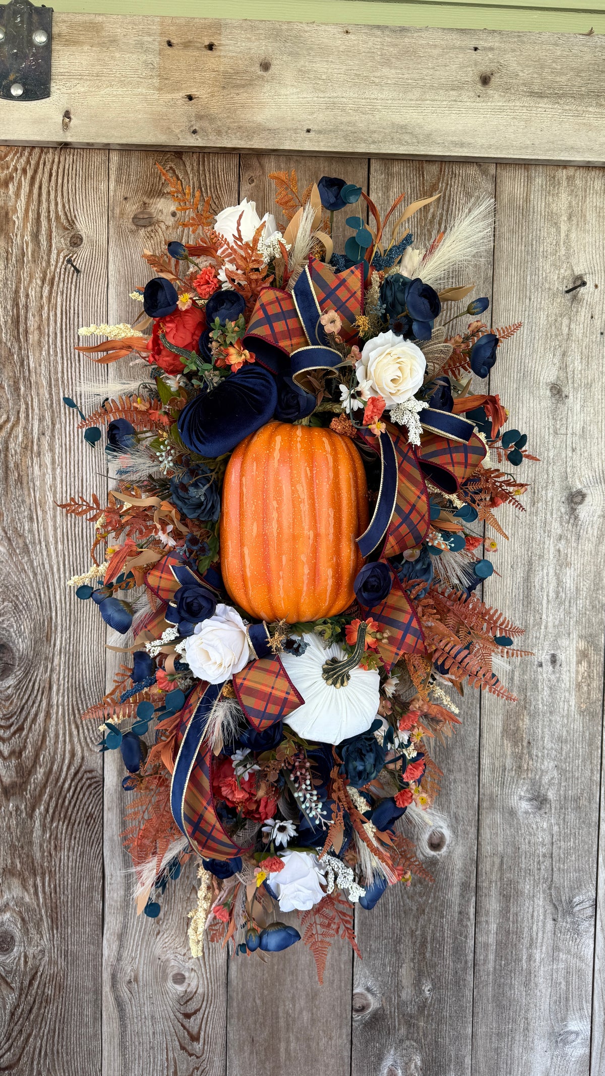 Navy & Pumpkin Luxury Fall Door Swag