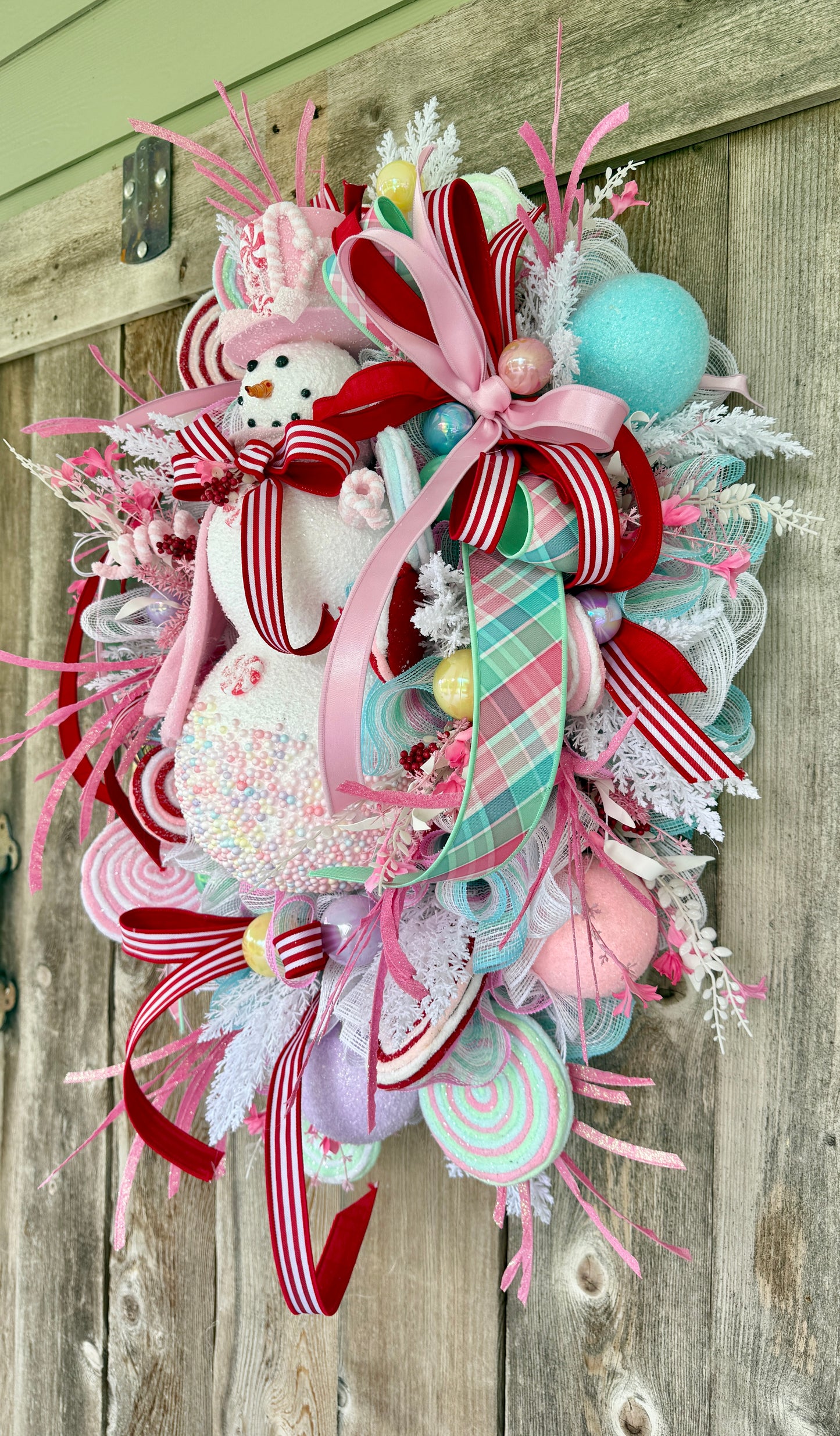 Whimsical Candyland Snowman Wreath