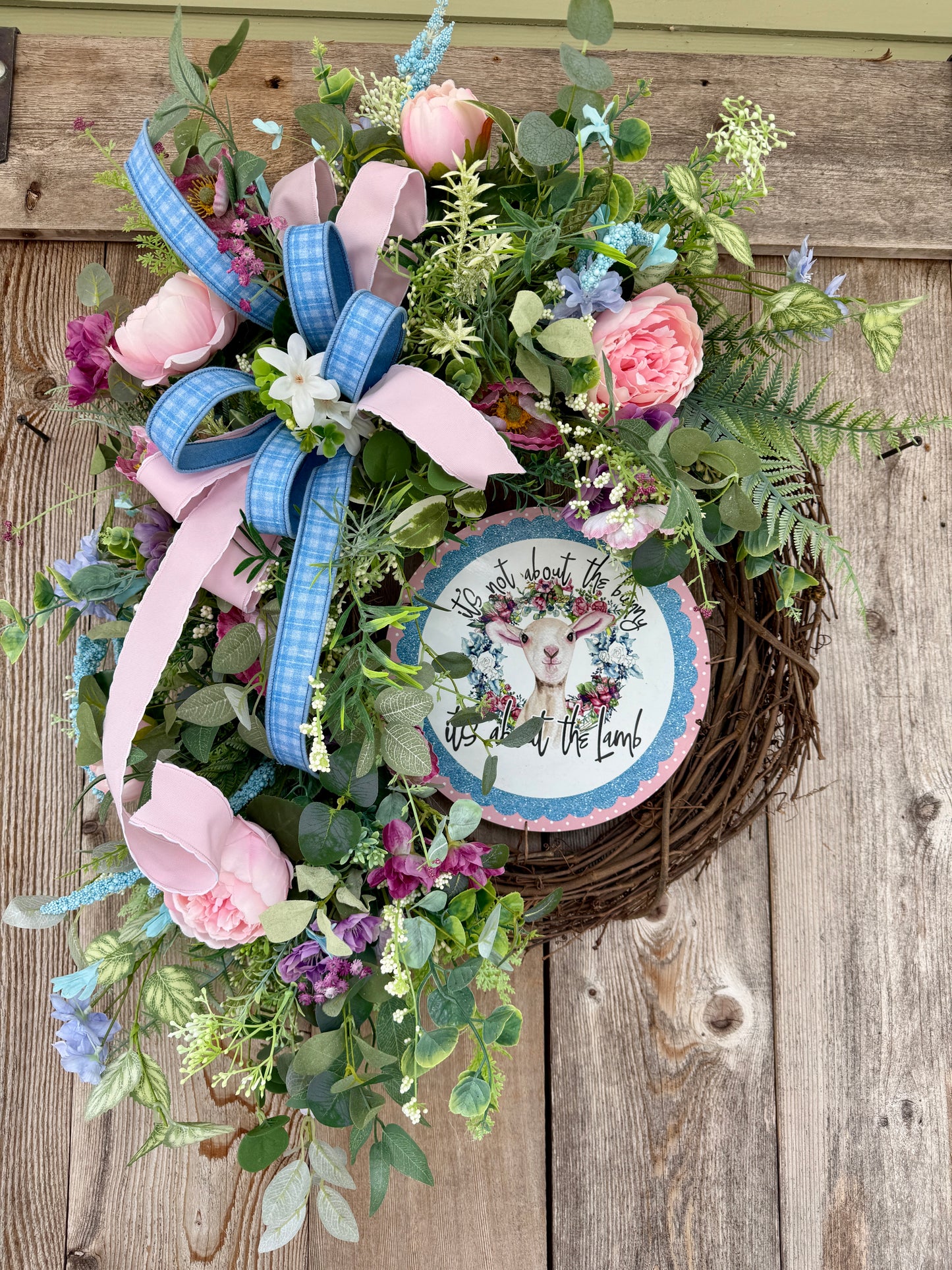 It’s Not About the Bunny, It’s About the Lamb™ | Pastel Easter Grapevine Wreath