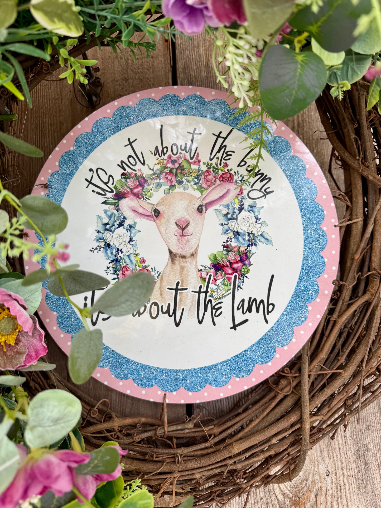 It’s Not About the Bunny, It’s About the Lamb™ | Pastel Easter Grapevine Wreath