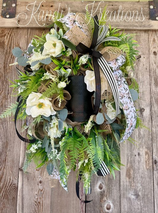 Elegant Garden Lantern Wreath