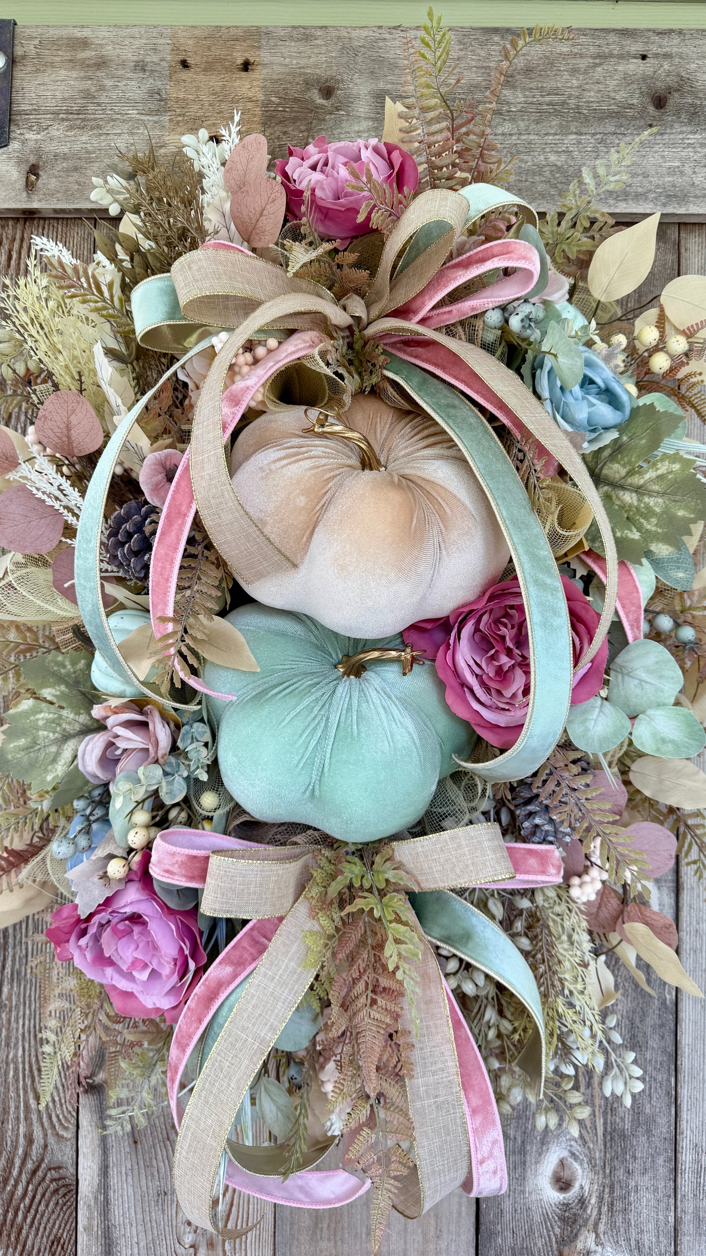 Velvet Pumpkin & Peony Fall Wreath
