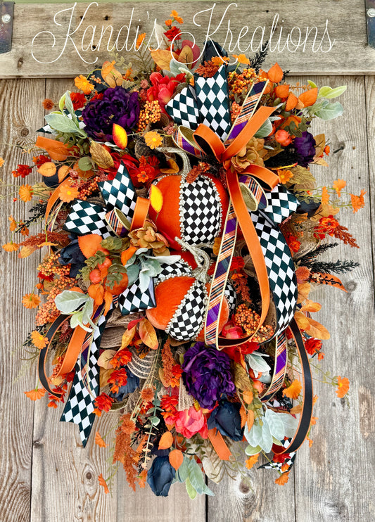 Whimsical fall Halloween wreath