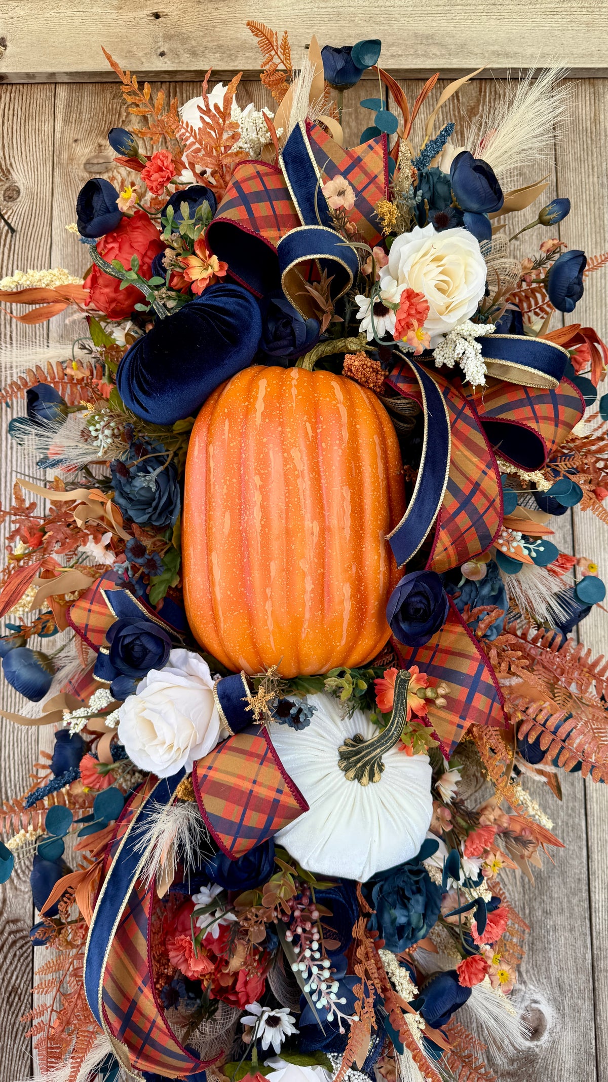 Navy & Pumpkin Luxury Fall Door Swag