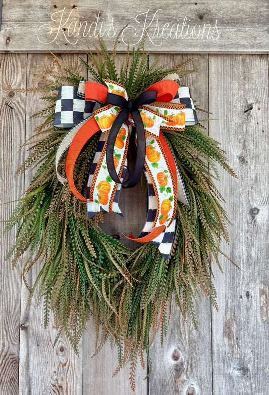 Fall beaded grass grapevine wreath